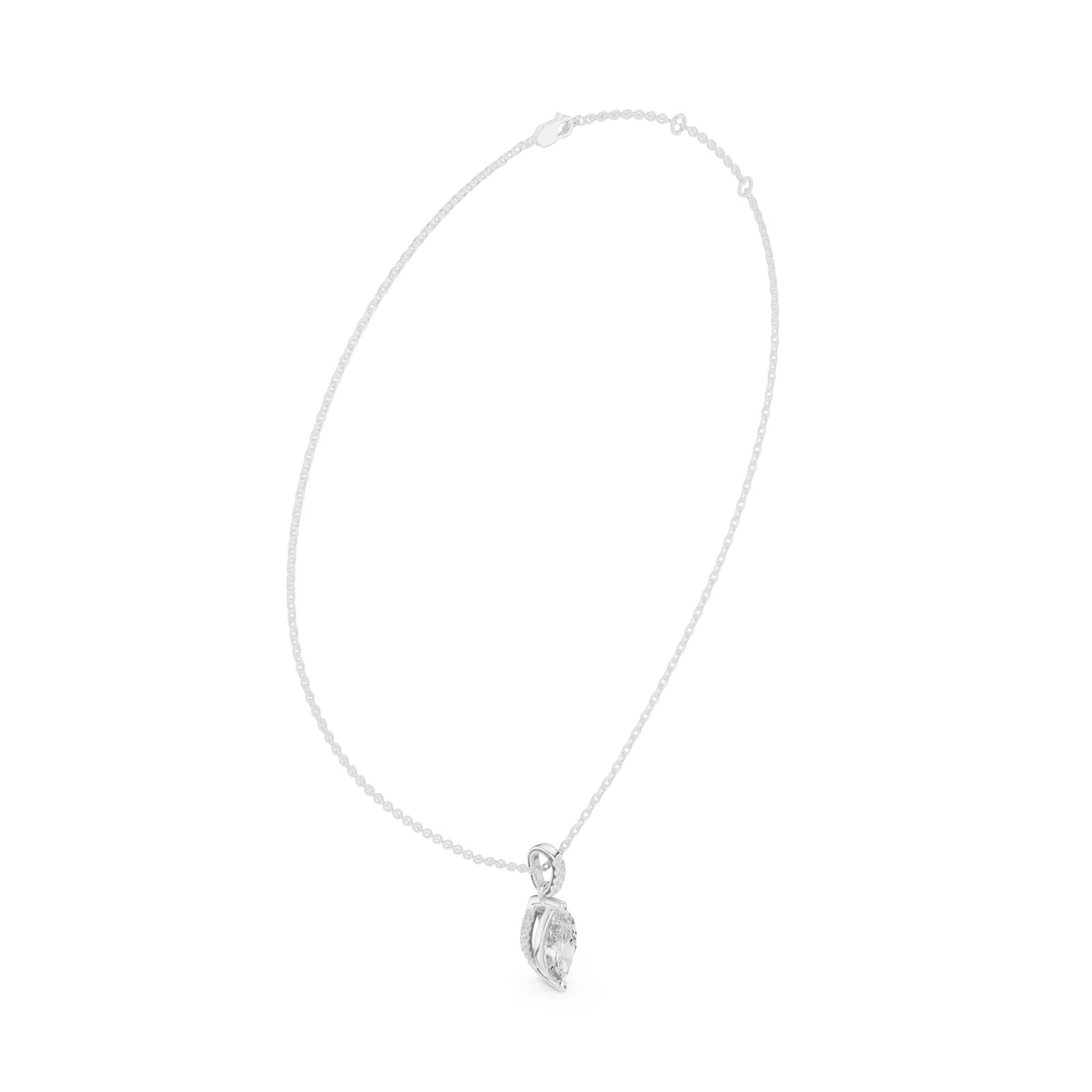 1.65 Ct. Marquise Cut Diamond Pendant Necklace with Pavé Bail (DDPO-009 - MQ) 7