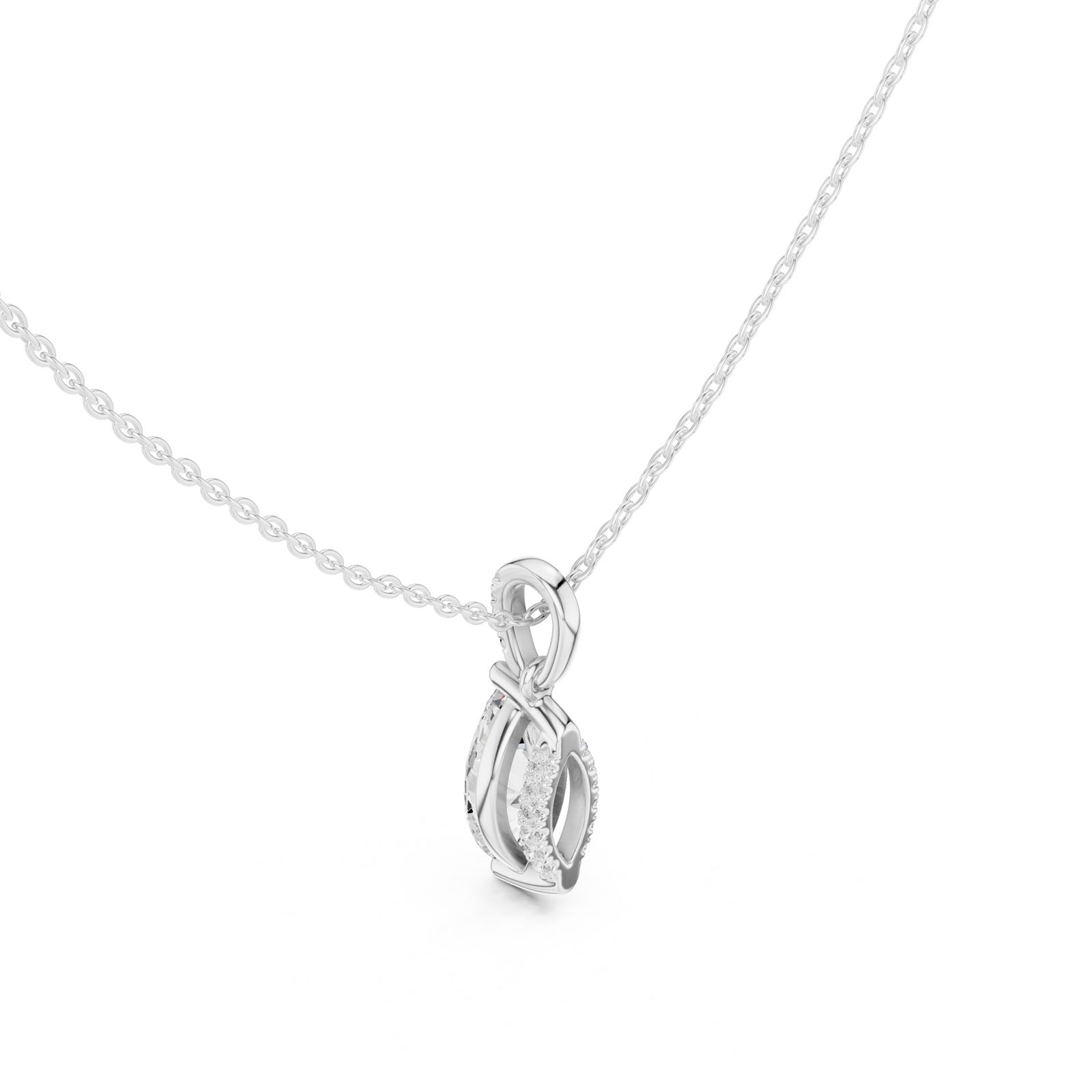 1.65 Ct. Marquise Cut Diamond Pendant Necklace with Pavé Bail (DDPO-009 - MQ) 9