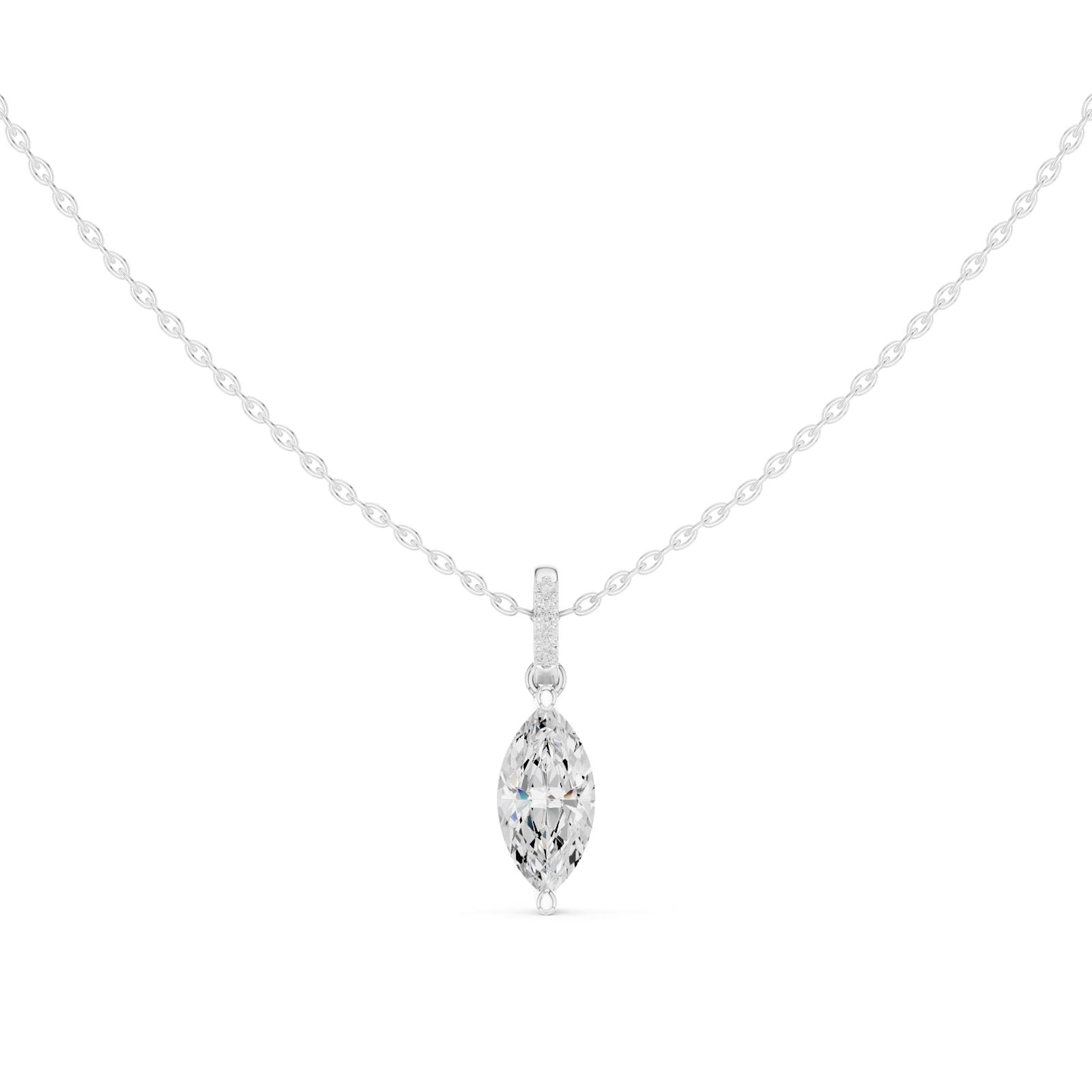 1.65 Ct. Marquise Cut Diamond Pendant Necklace with Pavé Bail (DDPO-009 - MQ)
