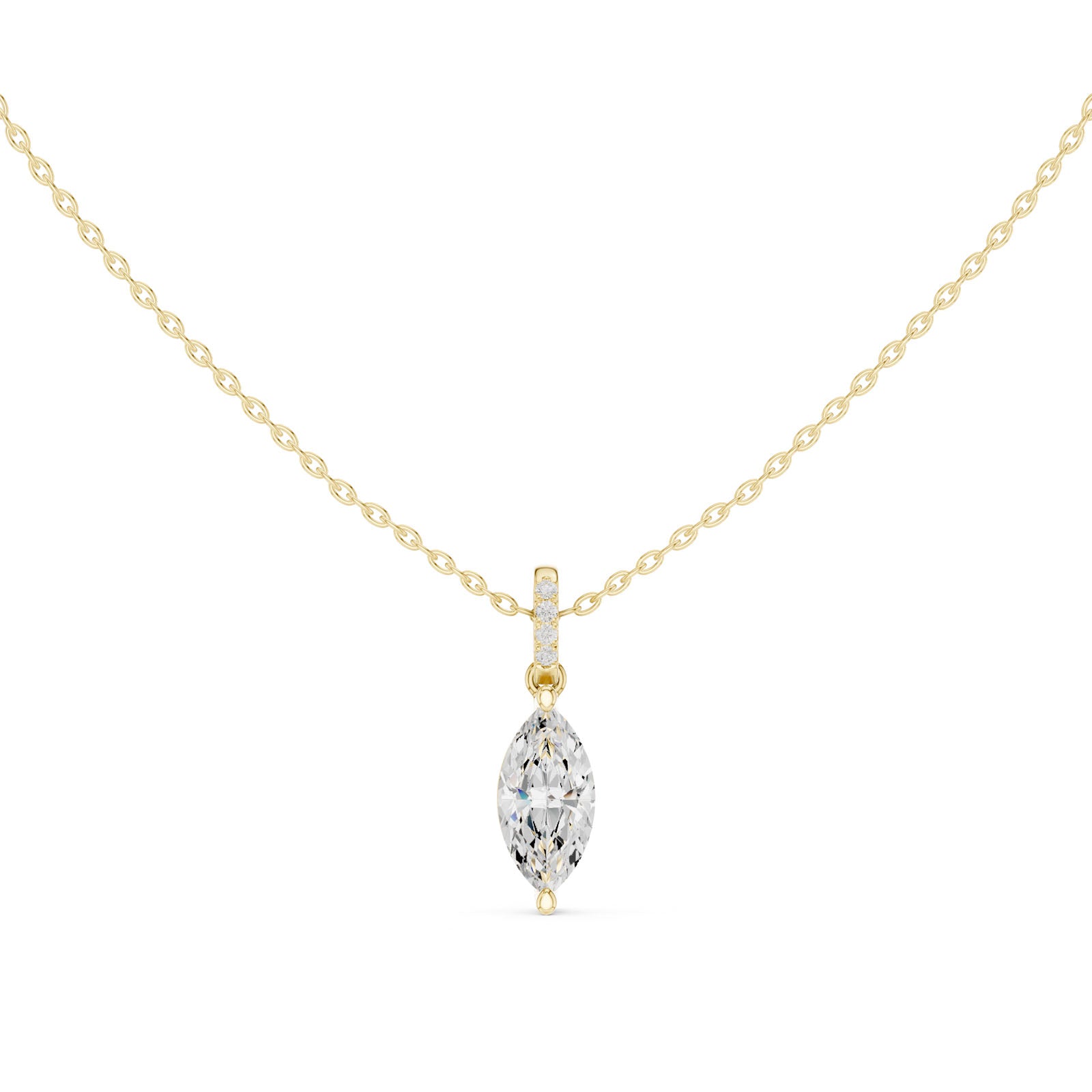 1.65 Ct. Marquise Cut Diamond Pendant Necklace with Pavé Bail (DDPO-009 - MQ) 6