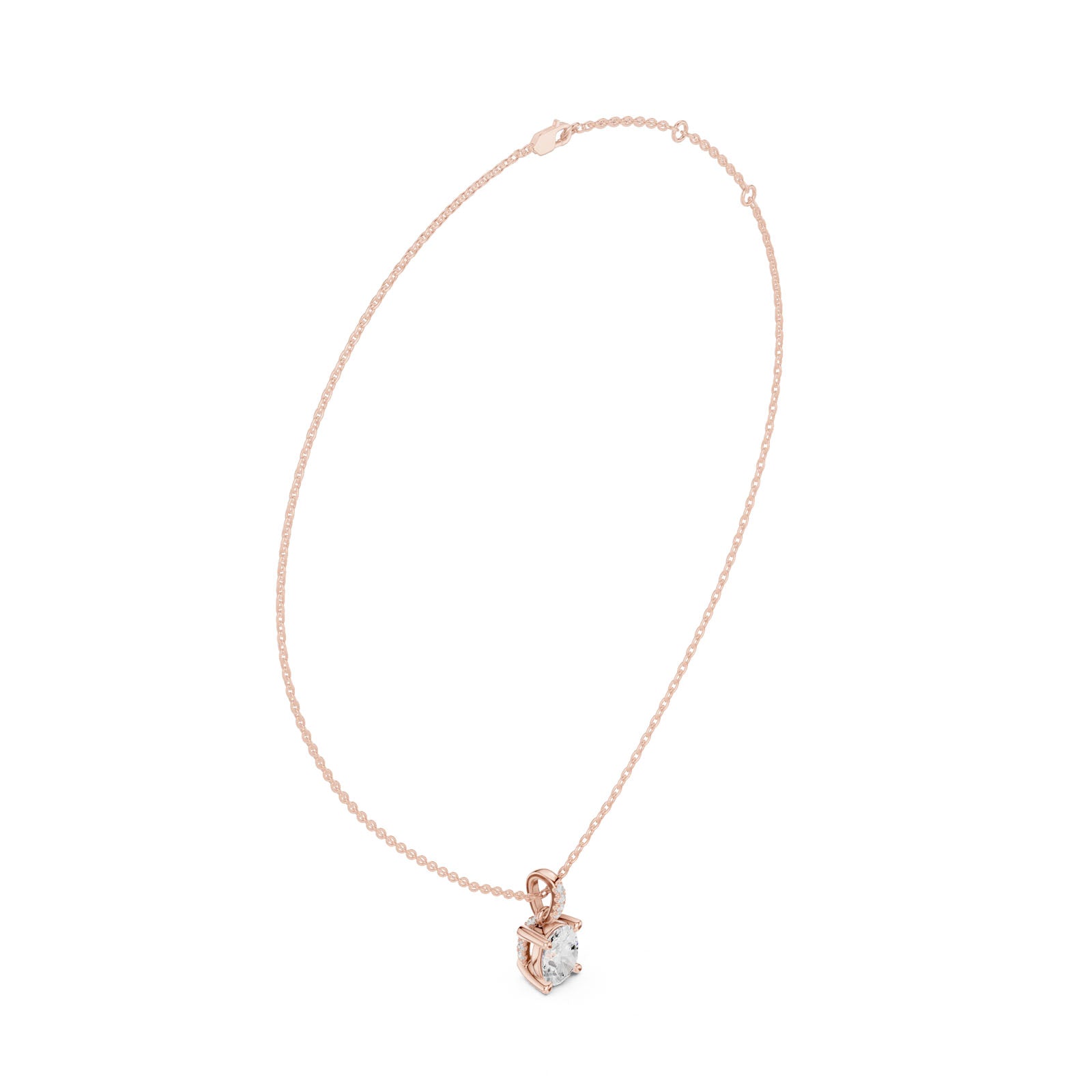 1.60 Ct. Oval Cut Diamond Pendant Necklace with Pavé Bail (DDPO-009 - OV)