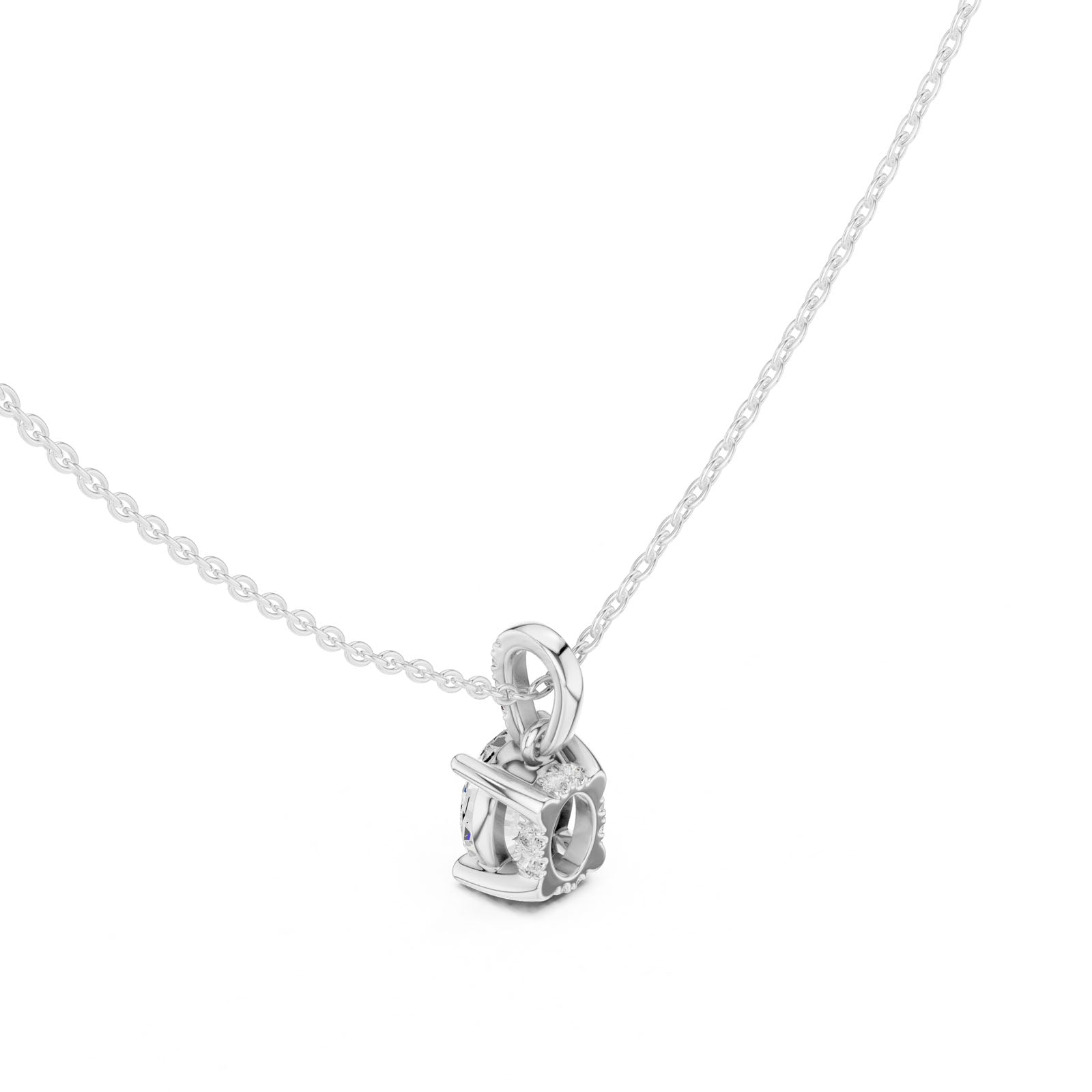 1.60 Ct. Oval Cut Diamond Pendant Necklace with Pavé Bail (DDPO-009 - OV) 7