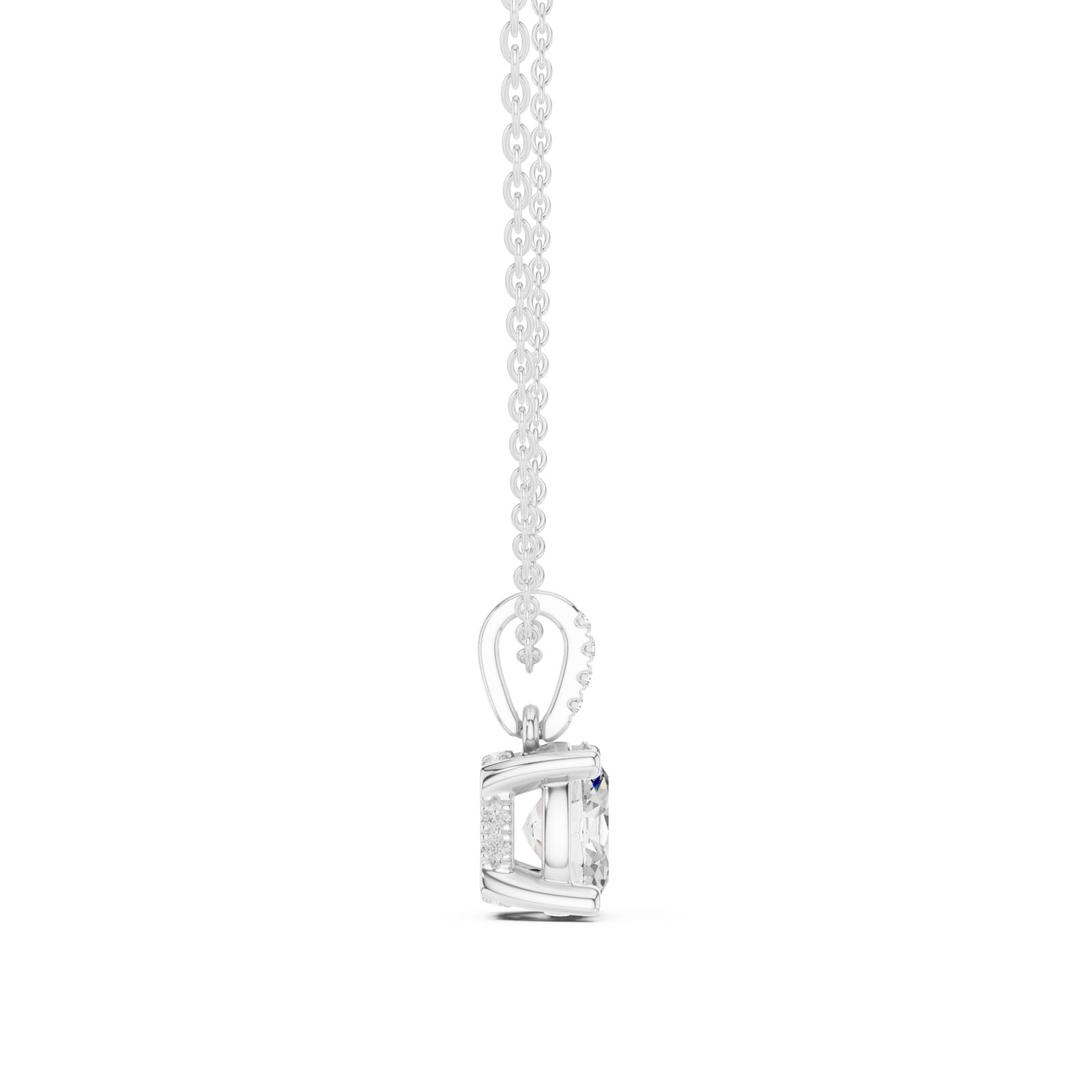 1.60 Ct. Oval Cut Diamond Pendant Necklace with Pavé Bail (DDPO-009 - OV) 8