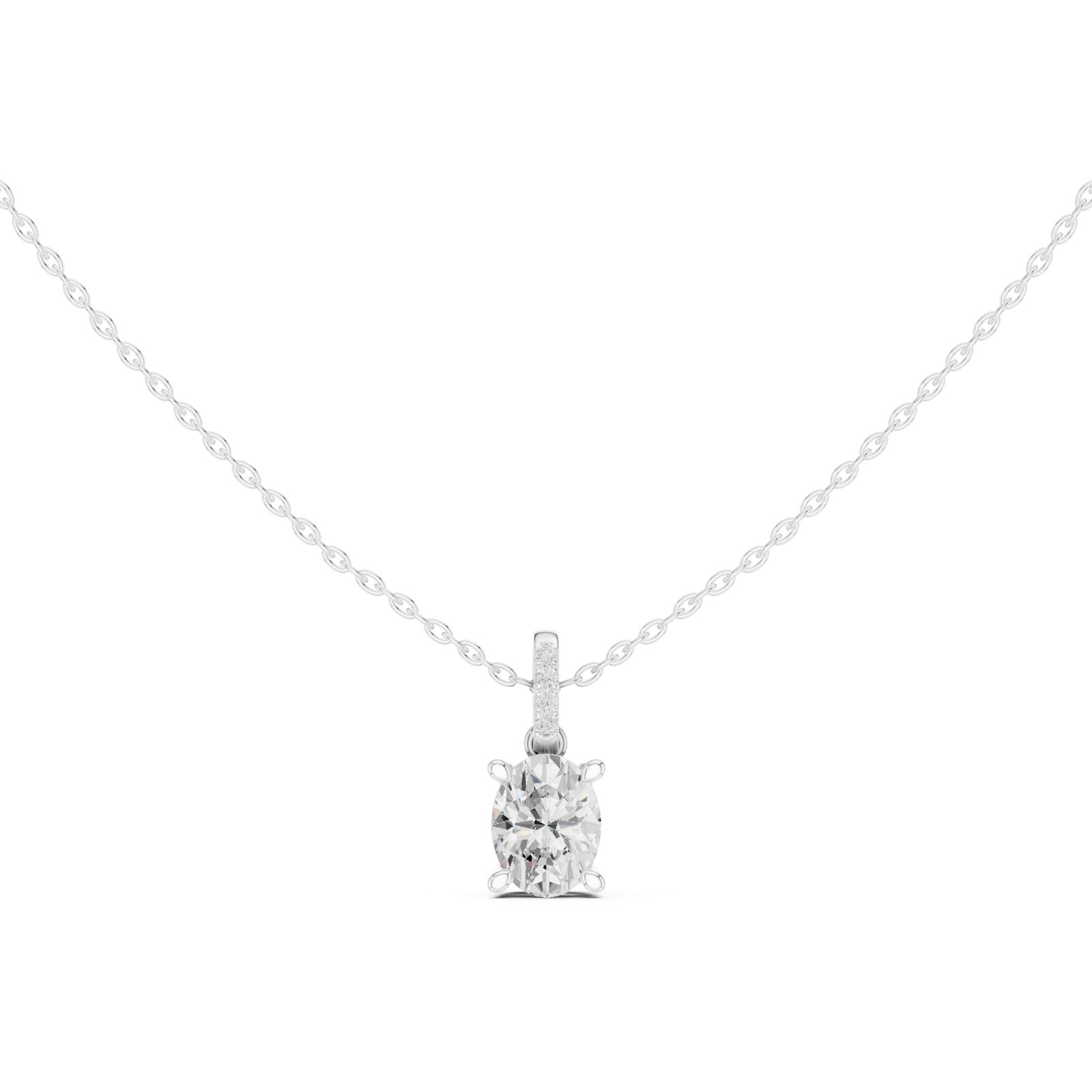1.60 Ct. Oval Cut Diamond Pendant Necklace with Pavé Bail (DDPO-009 - OV)