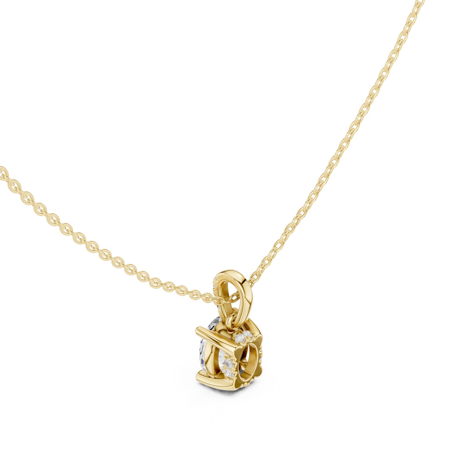 1.60 Ct. Oval Cut Diamond Pendant Necklace with Pavé Bail (DDPO-009 - OV) 10