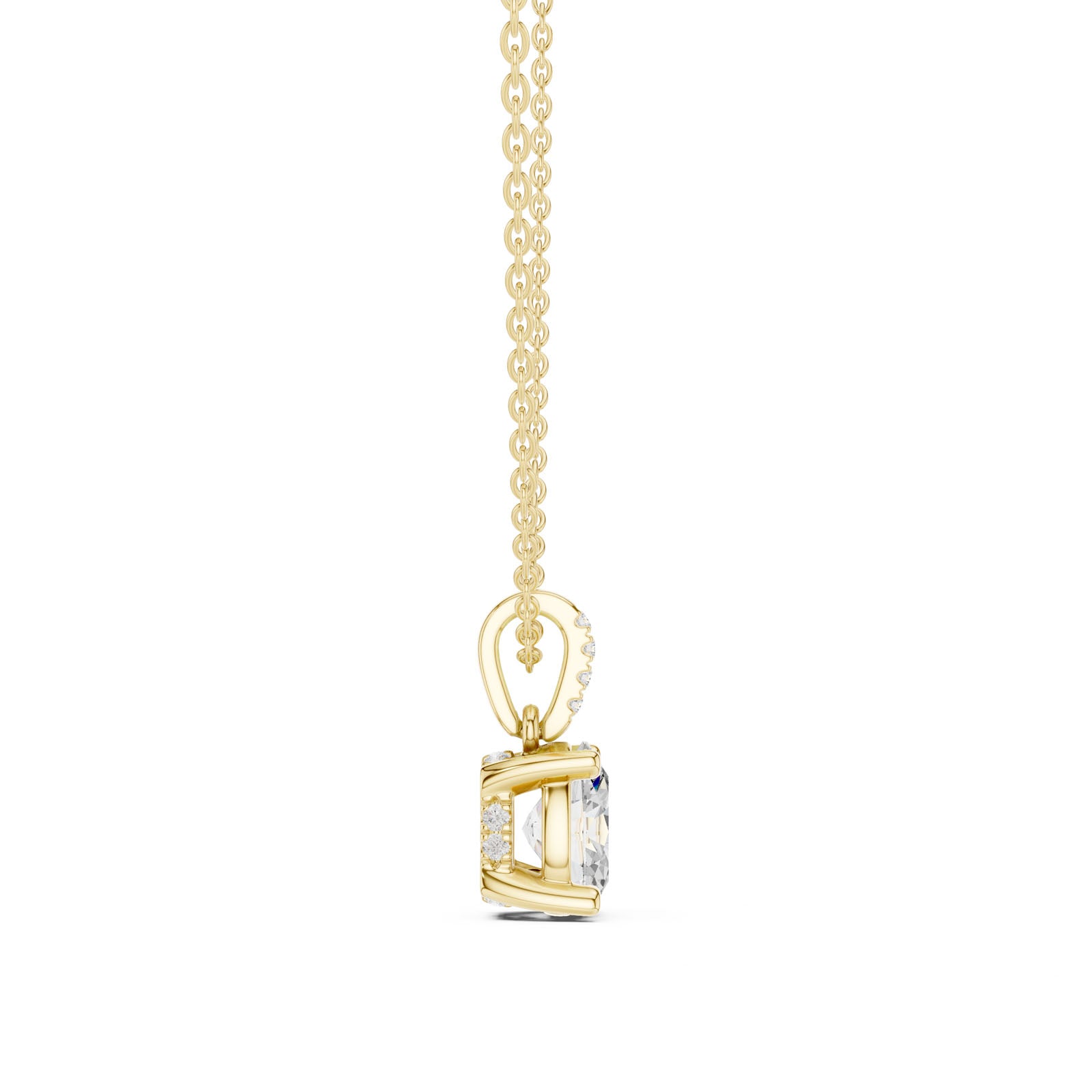 1.60 Ct. Oval Cut Diamond Pendant Necklace with Pavé Bail (DDPO-009 - OV) 4