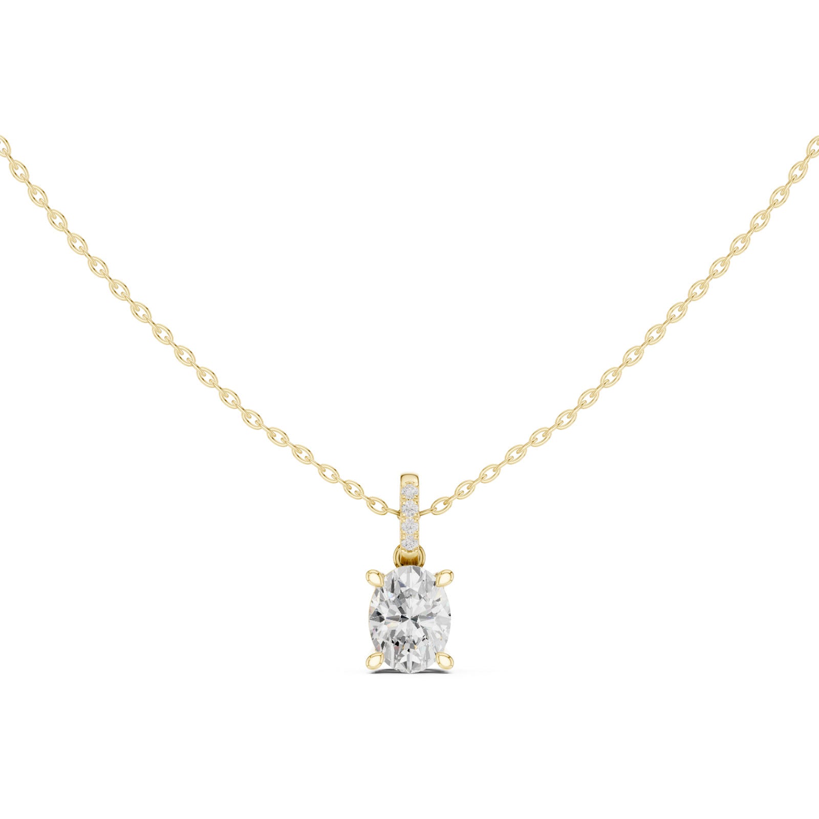 1.60 Ct. Oval Cut Diamond Pendant Necklace with Pavé Bail (DDPO-009 - OV) 6