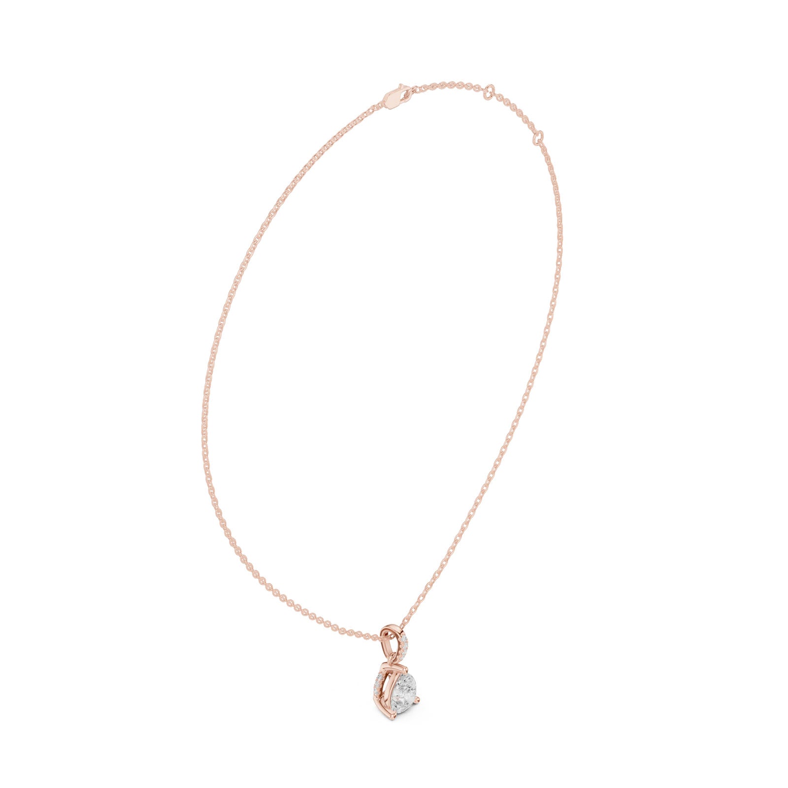 1.60 Ct. Pear Shape Diamond Pendant Necklace with Pavé Bail (DDPO-009 - PE)