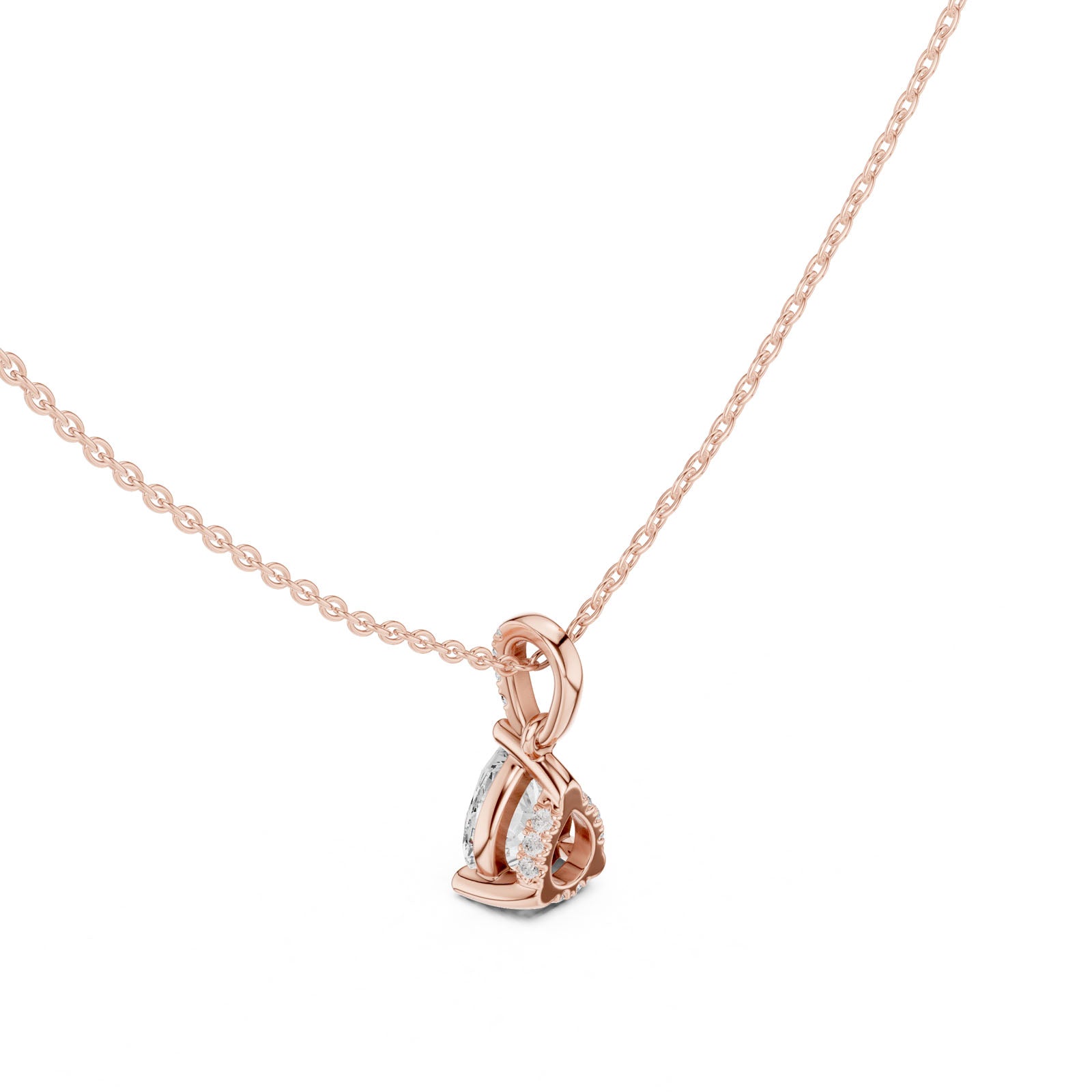 1.60 Ct. Pear Shape Diamond Pendant Necklace with Pavé Bail (DDPO-009 - PE) 9