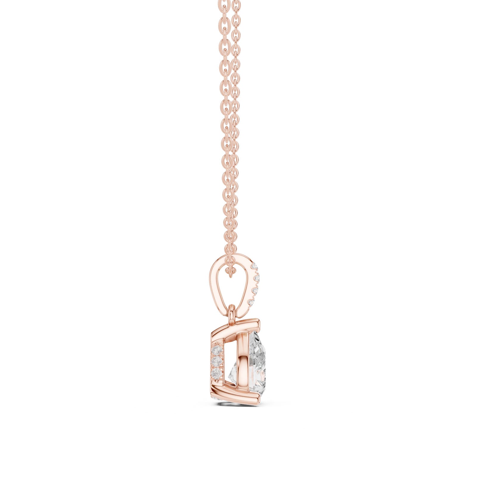 1.60 Ct. Pear Shape Diamond Pendant Necklace with Pavé Bail (DDPO-009 - PE) 10