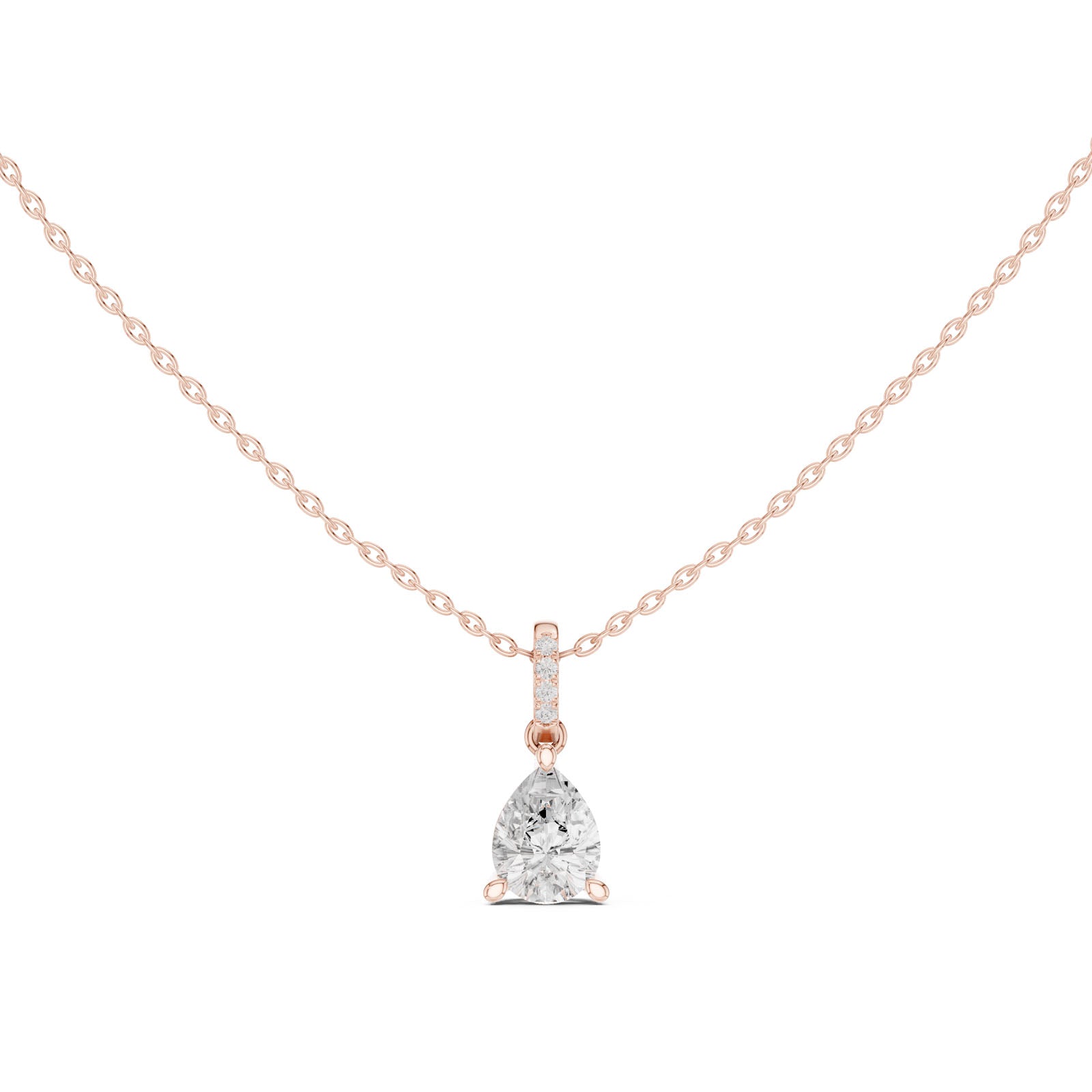 1.60 Ct. Pear Shape Diamond Pendant Necklace with Pavé Bail (DDPO-009 - PE) 6