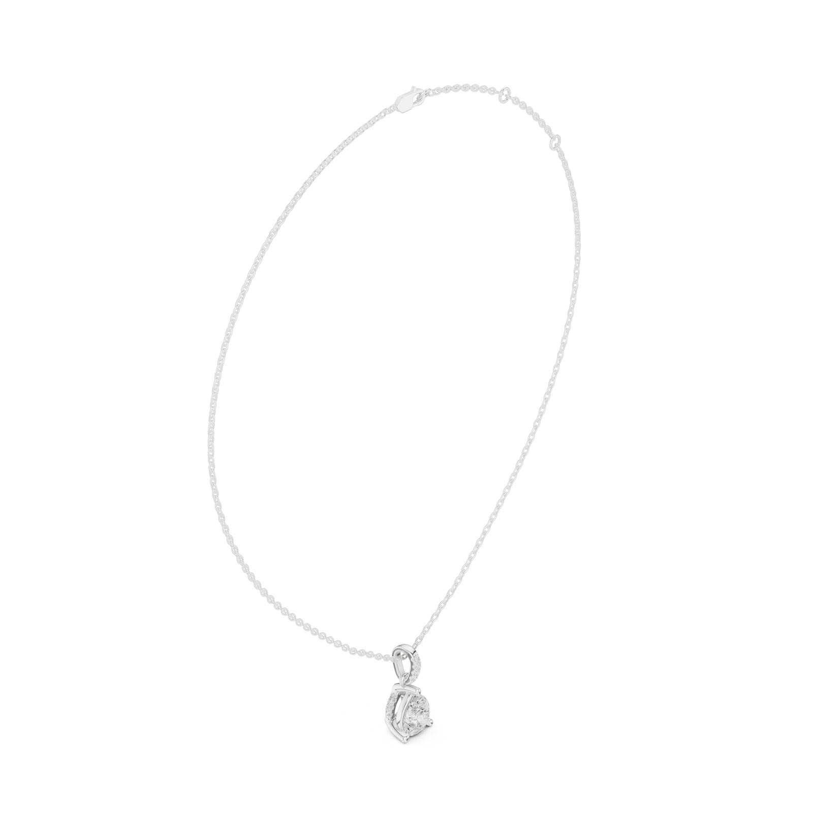 1.60 Ct. Pear Shape Diamond Pendant Necklace with Pavé Bail (DDPO-009 - PE) 11