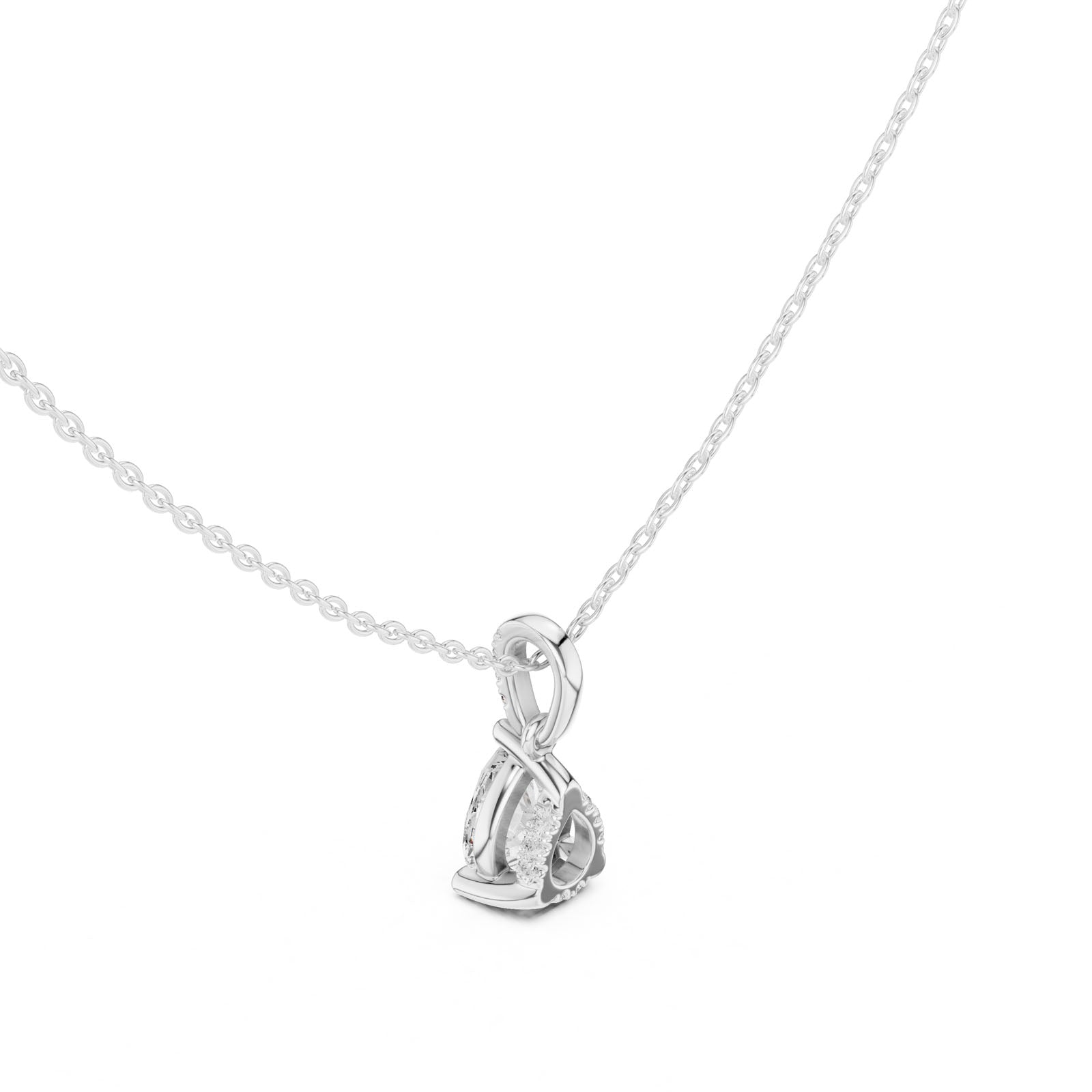 1.60 Ct. Pear Shape Diamond Pendant Necklace with Pavé Bail (DDPO-009 - PE) 12