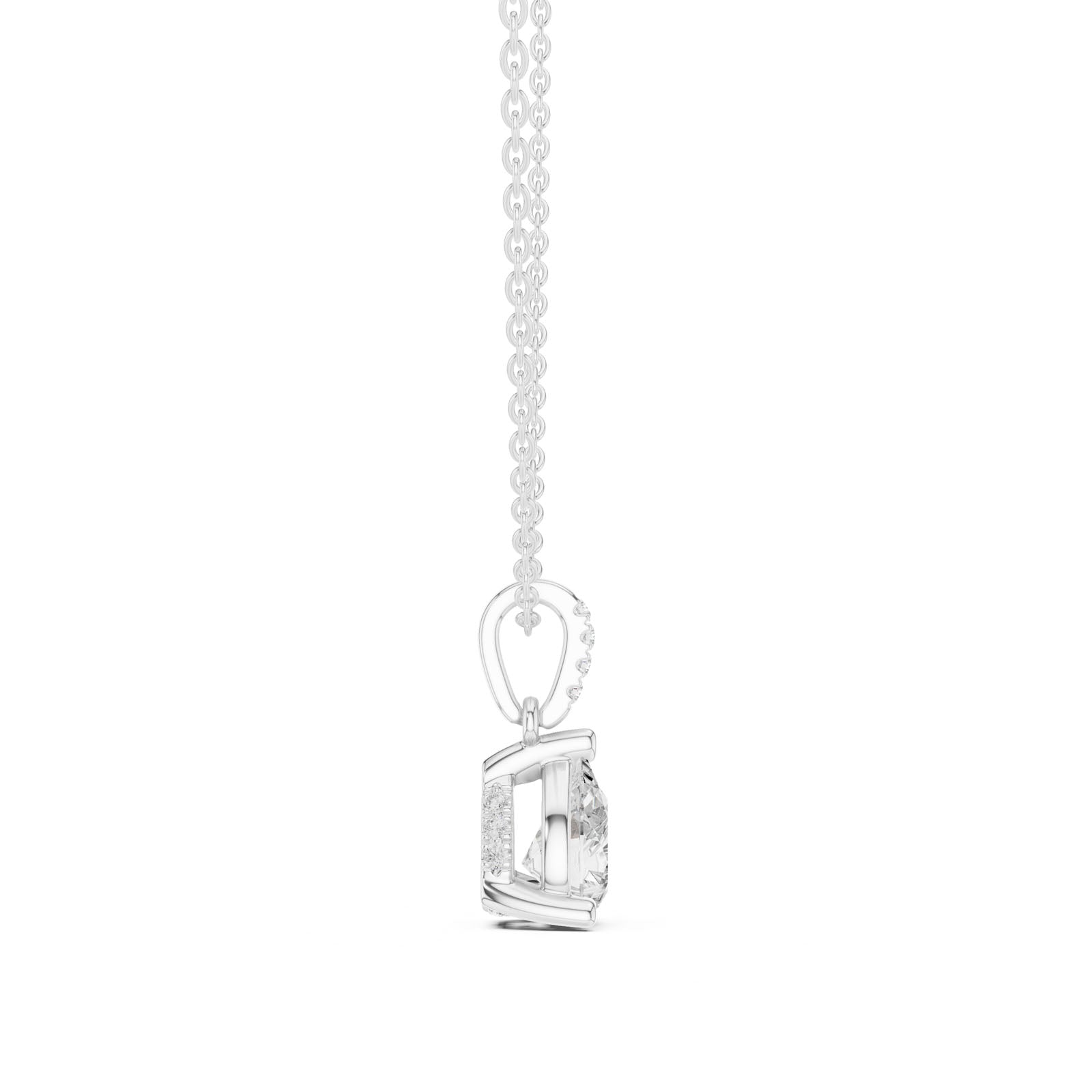 1.60 Ct. Pear Shape Diamond Pendant Necklace with Pavé Bail (DDPO-009 - PE) 5