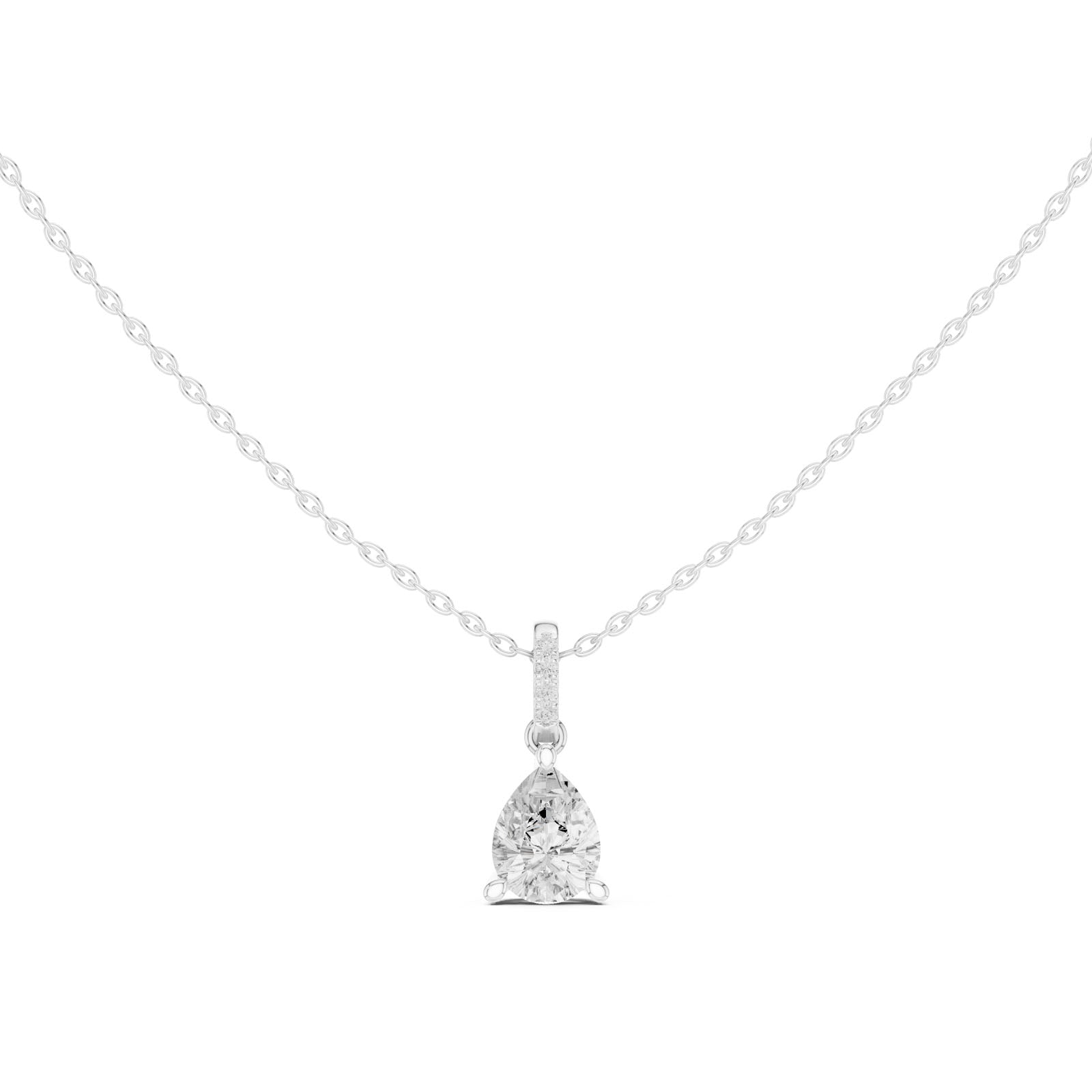 1.60 Ct. Pear Shape Diamond Pendant Necklace with Pavé Bail (DDPO-009 - PE)