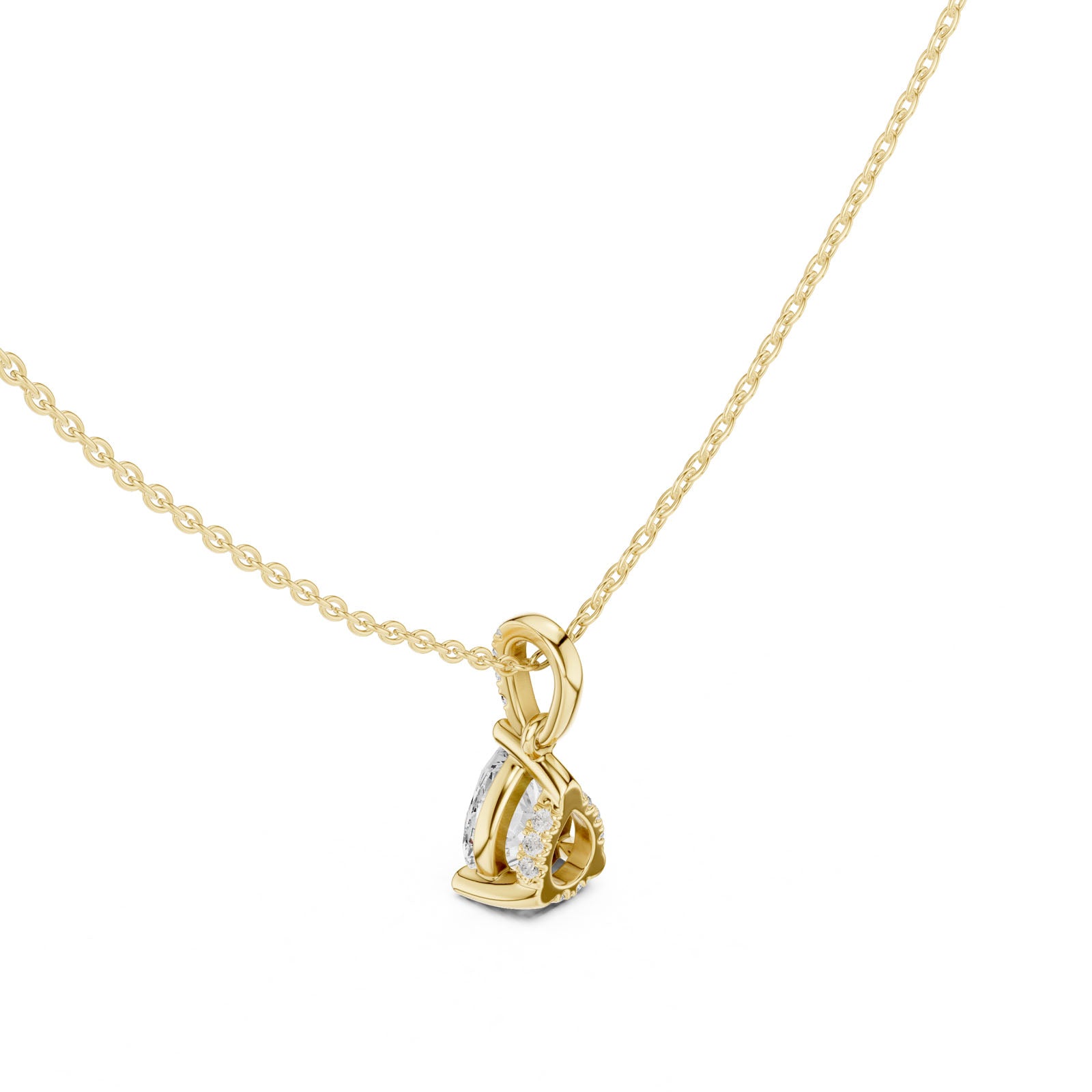 1.60 Ct. Pear Shape Diamond Pendant Necklace with Pavé Bail (DDPO-009 - PE) 8