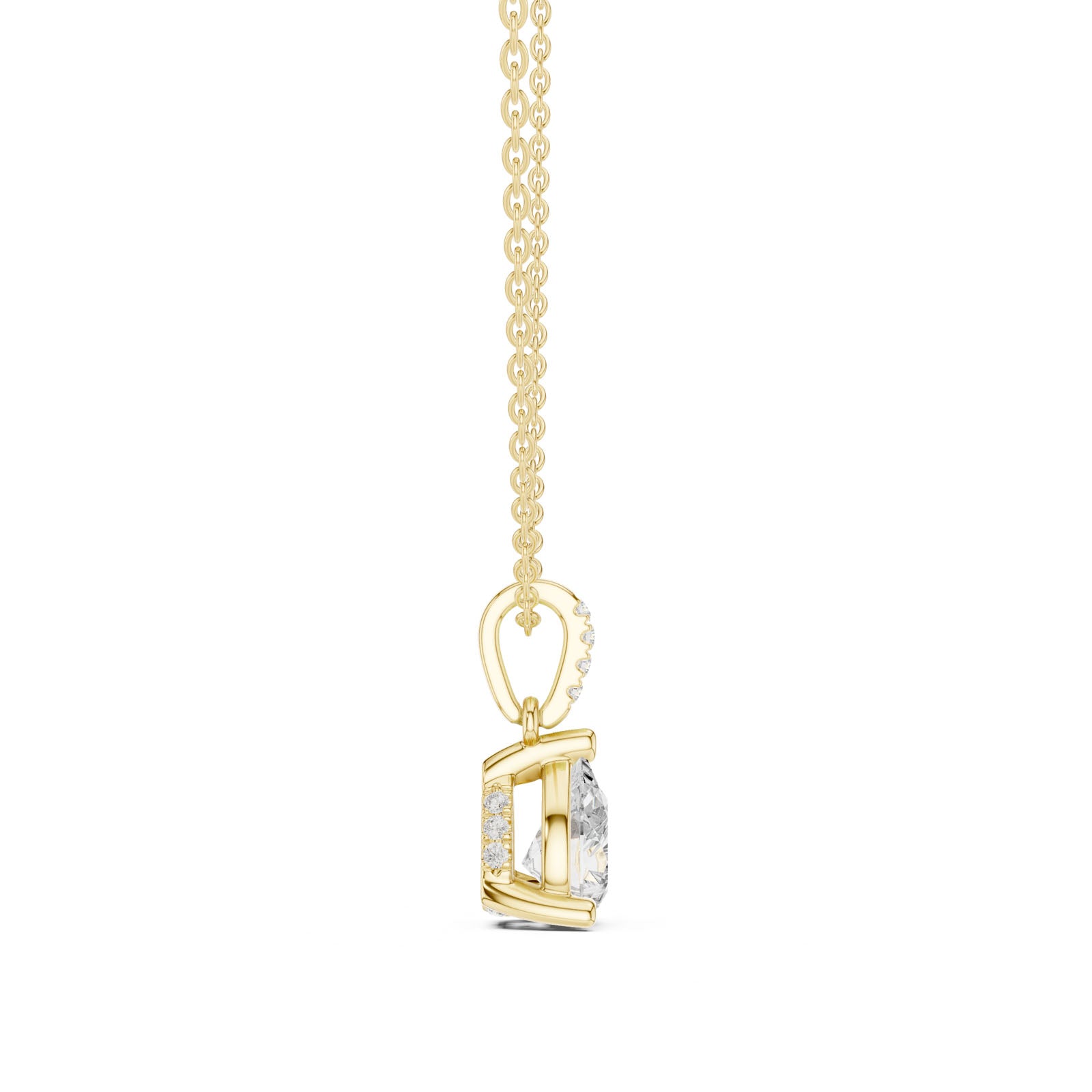 1.60 Ct. Pear Shape Diamond Pendant Necklace with Pavé Bail (DDPO-009 - PE) 4