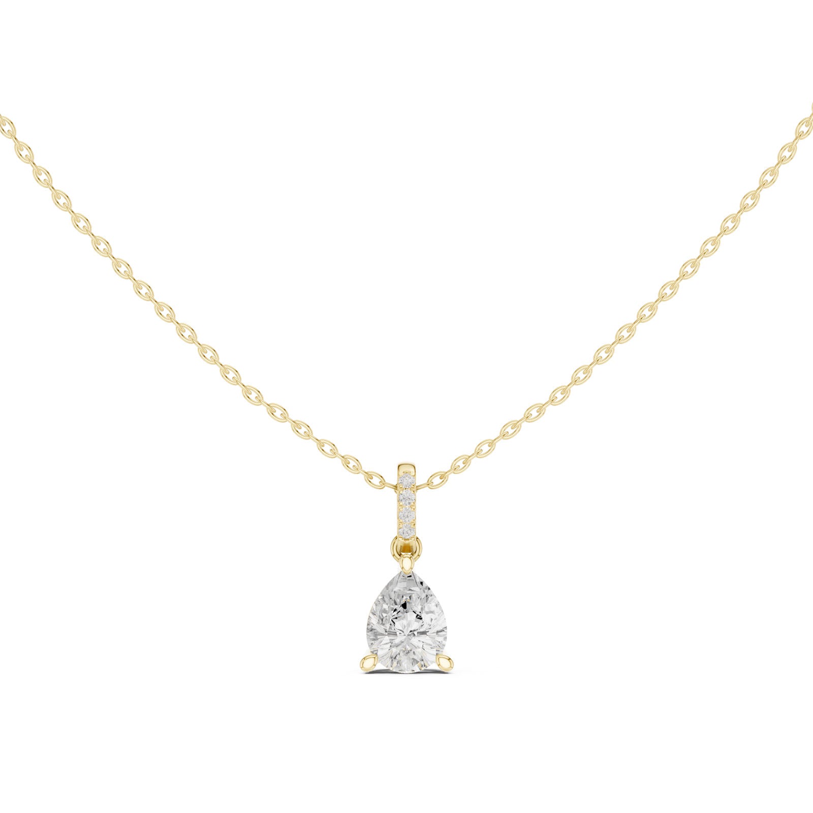 1.60 Ct. Pear Shape Diamond Pendant Necklace with Pavé Bail (DDPO-009 - PE) 3