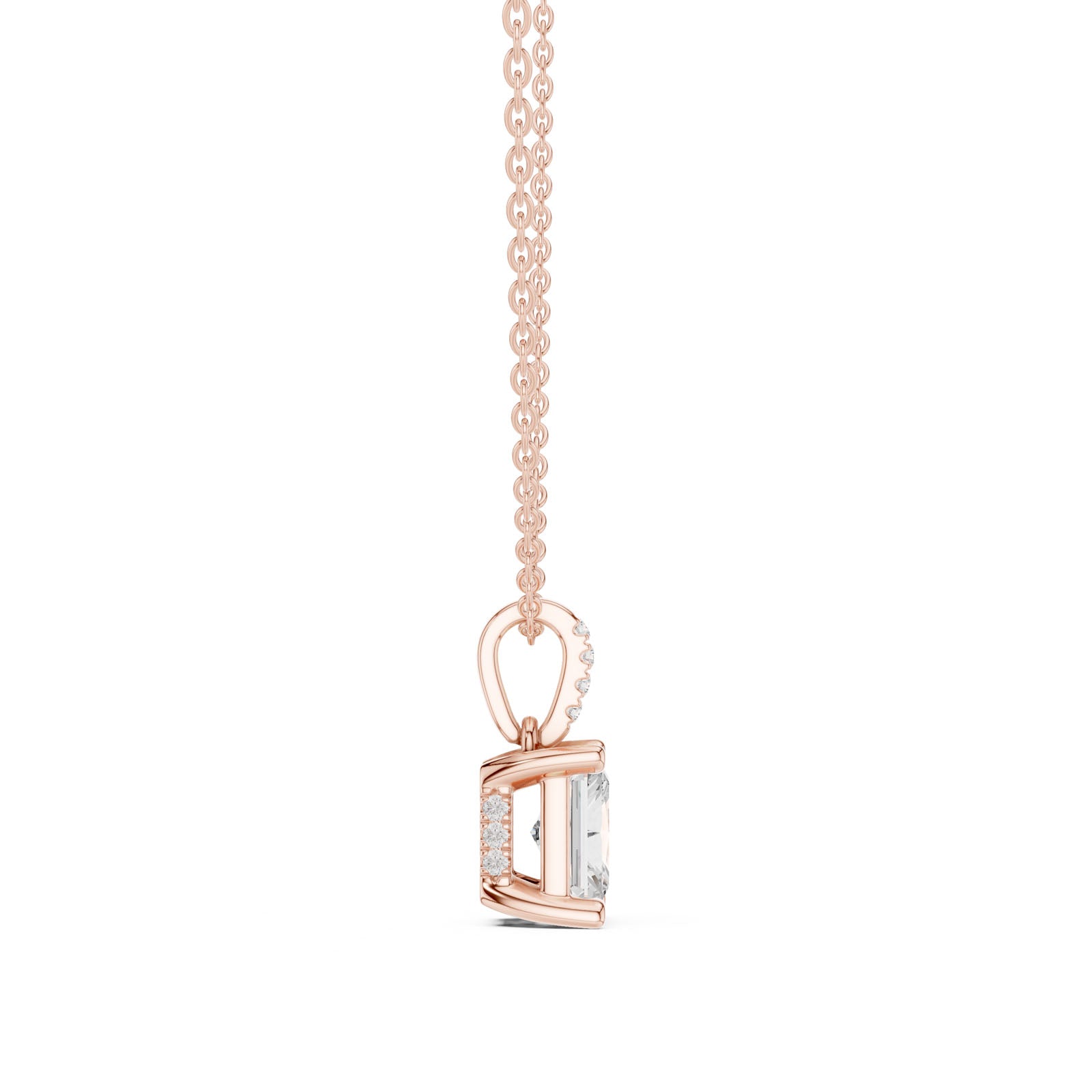 1.60 Ct. Radiant Cut Diamond Pendant Necklace with Pavé Bail (DDPO-009 - RA) 4