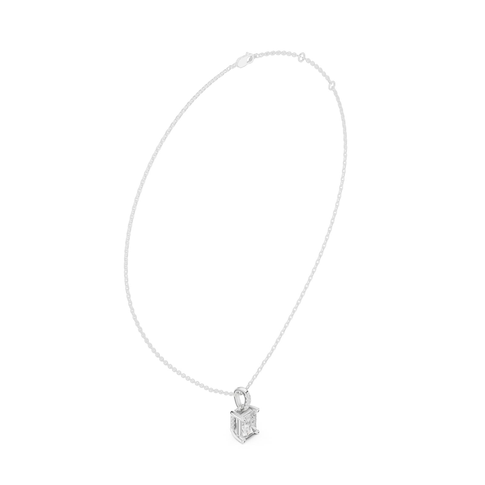 1.60 Ct. Radiant Cut Diamond Pendant Necklace with Pavé Bail (DDPO-009 - RA) 12
