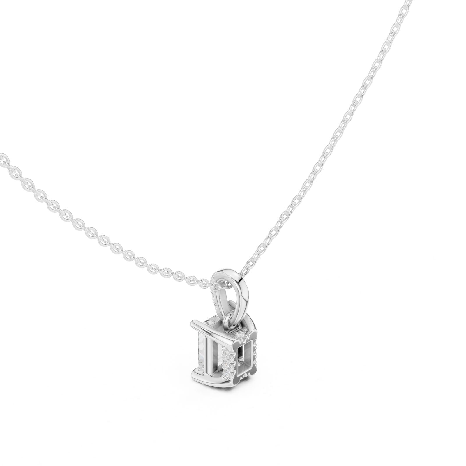 1.60 Ct. Radiant Cut Diamond Pendant Necklace with Pavé Bail (DDPO-009 - RA) 5
