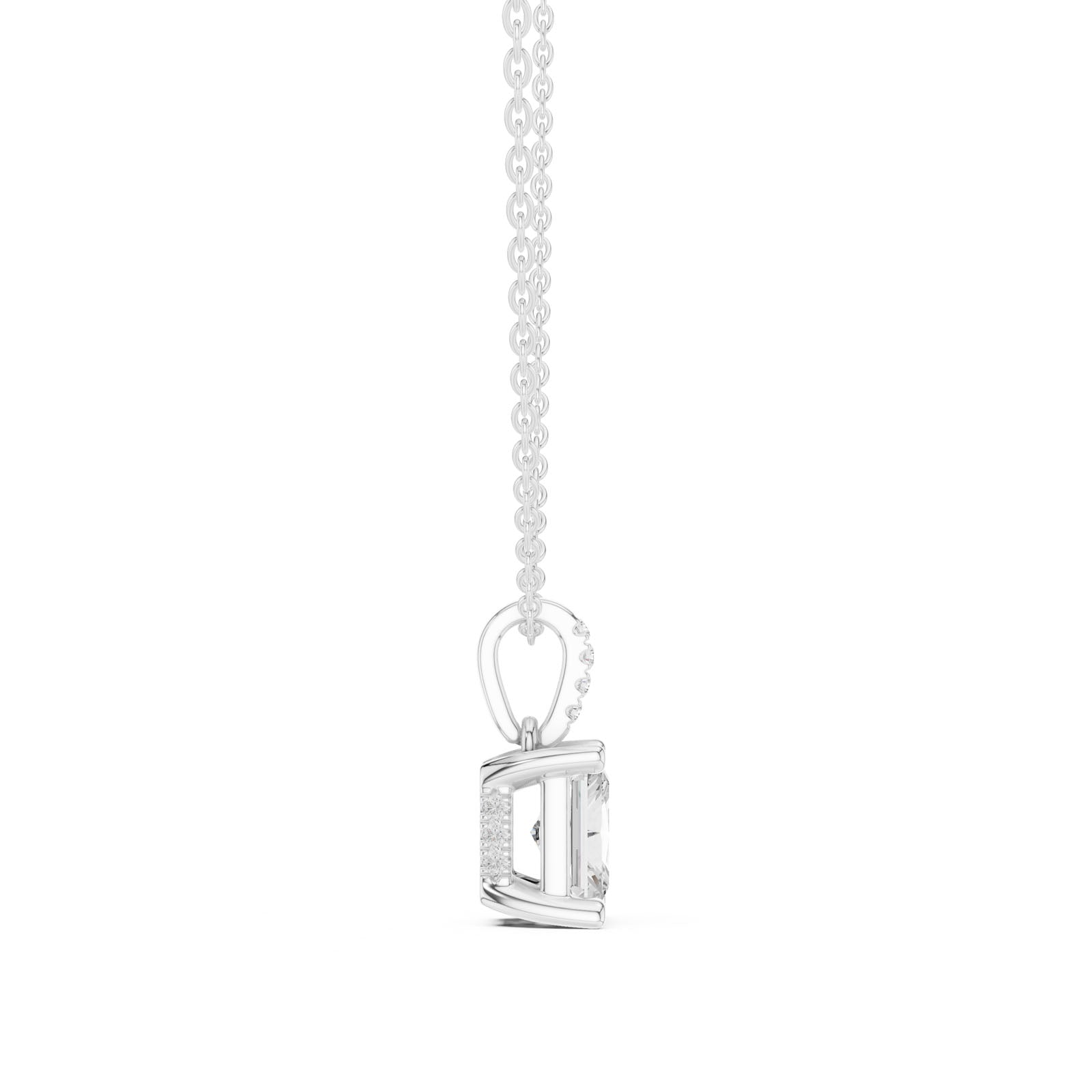 1.60 Ct. Radiant Cut Diamond Pendant Necklace with Pavé Bail (DDPO-009 - RA) 8