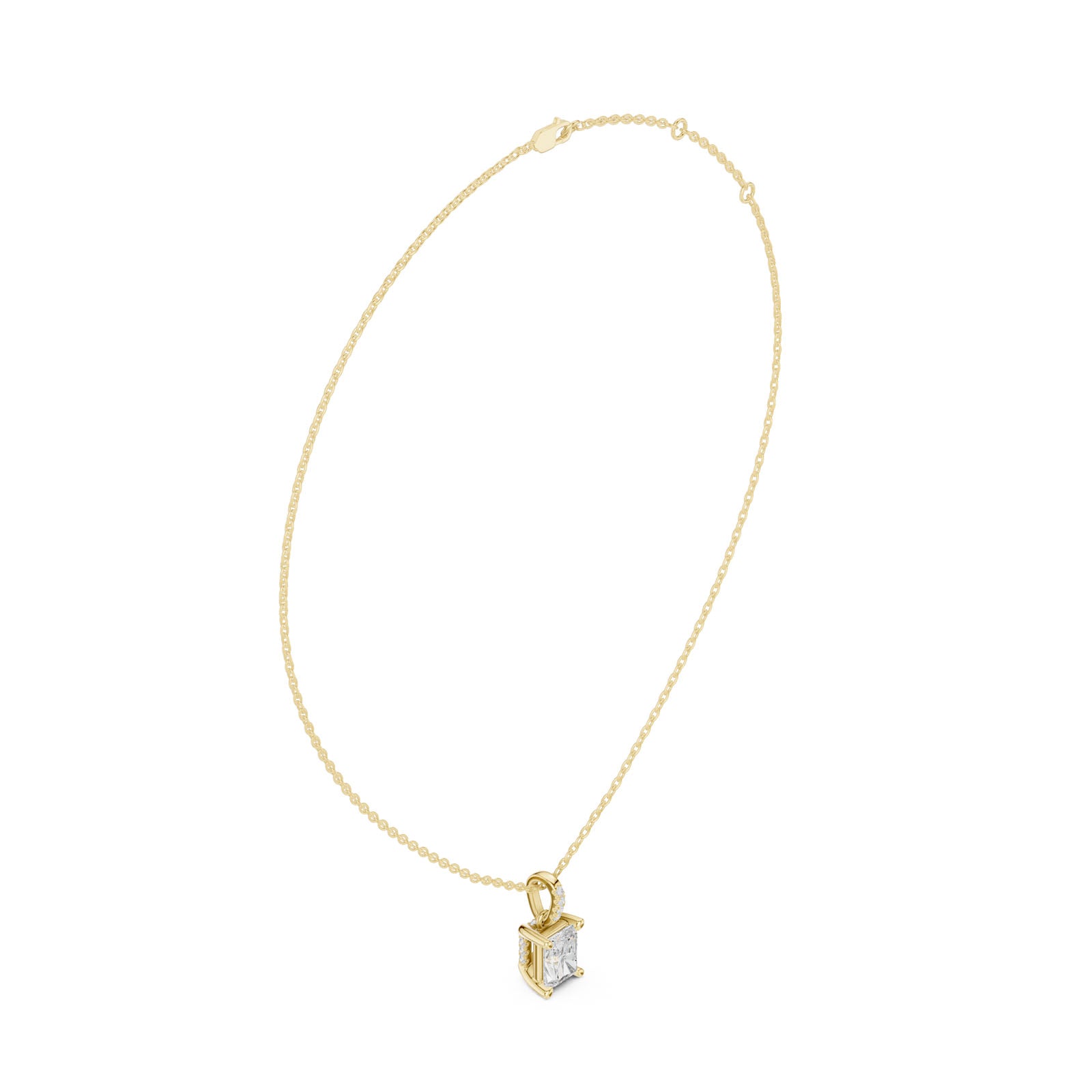1.60 Ct. Radiant Cut Diamond Pendant Necklace with Pavé Bail (DDPO-009 - RA)
