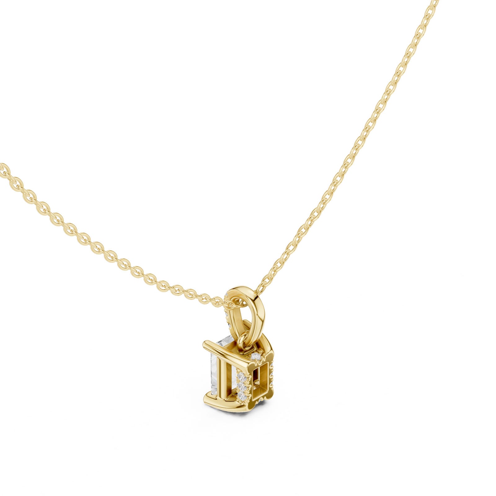 1.60 Ct. Radiant Cut Diamond Pendant Necklace with Pavé Bail (DDPO-009 - RA) 9