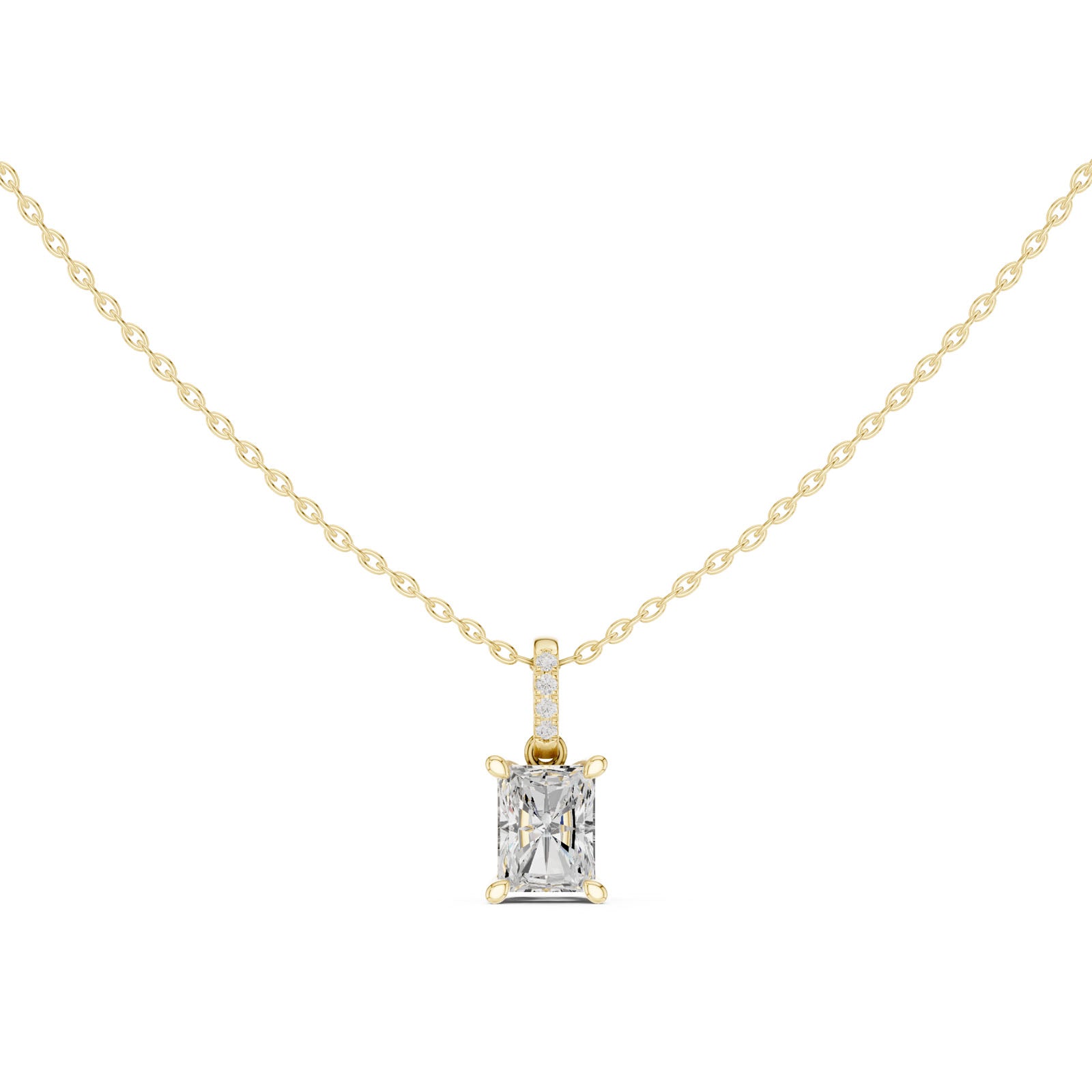 1.60 Ct. Radiant Cut Diamond Pendant Necklace with Pavé Bail (DDPO-009 - RA) 3