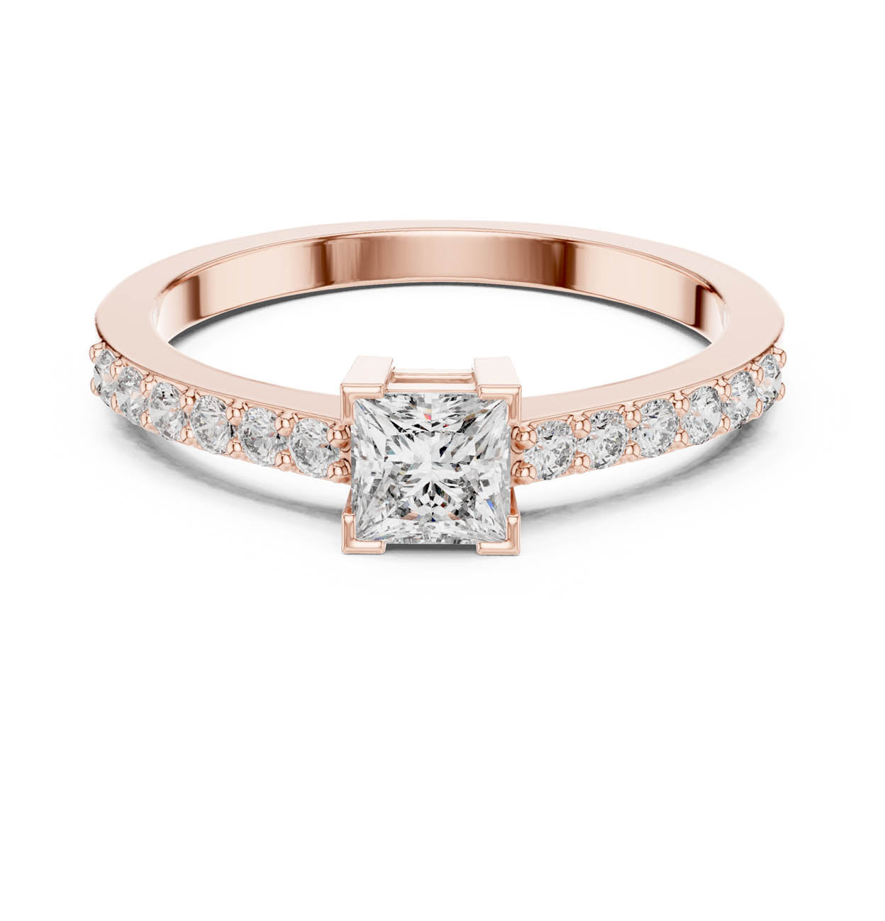 .58 Ct. Princess Cut Diamond Solitaire Ring with Diamond-Set Band (DJHGHF) 7