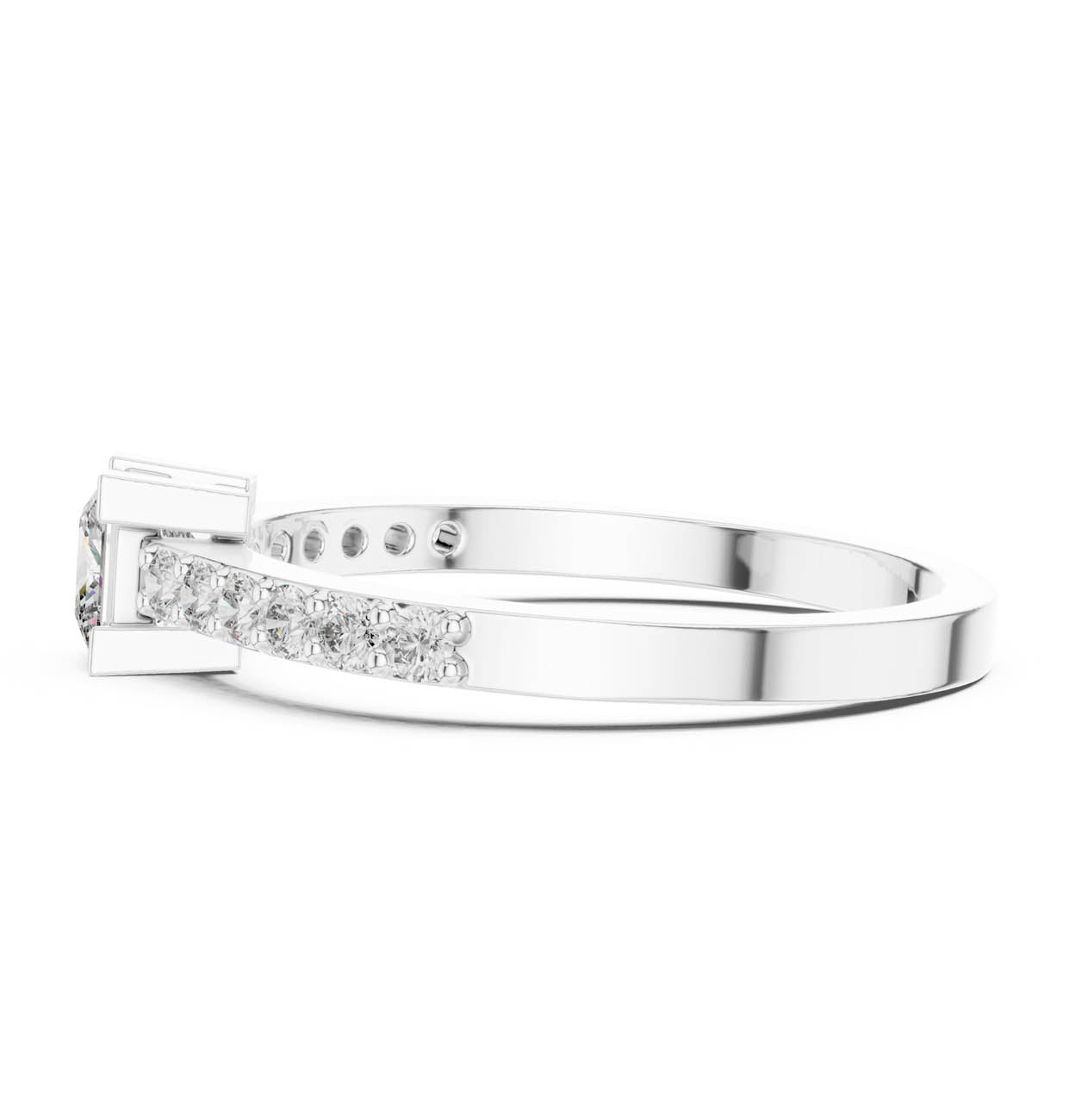 .58 Ct. Princess Cut Diamond Solitaire Ring with Diamond-Set Band (DJHGHF) 11