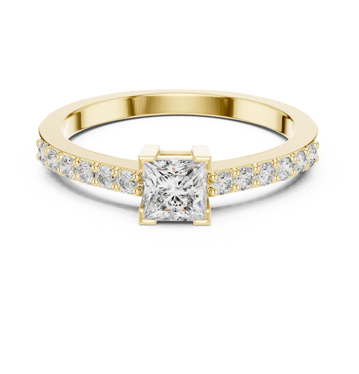 .58 Ct. Princess Cut Diamond Solitaire Ring with Diamond-Set Band (DJHGHF) 5