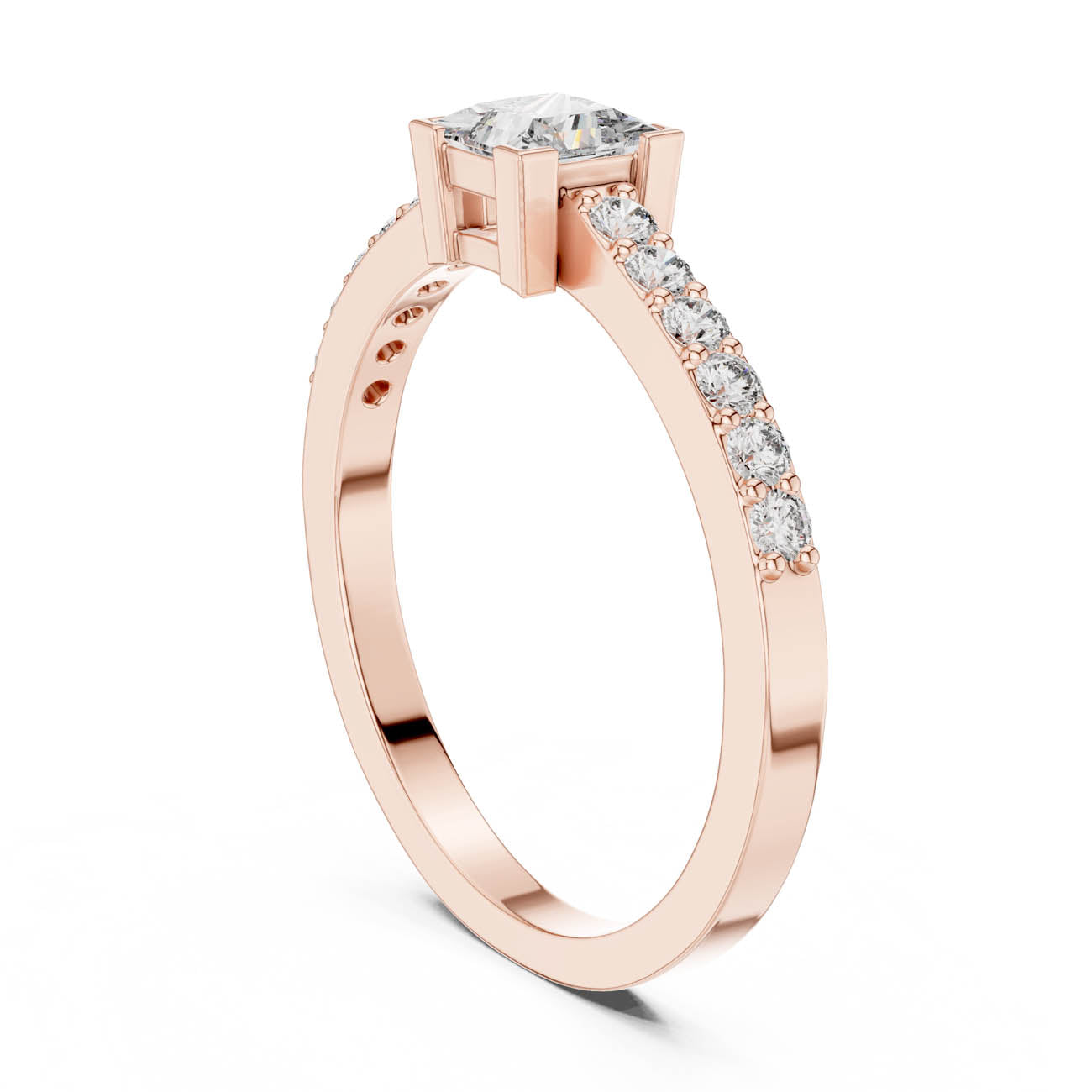 .58 Ct. Princess Cut Diamond Solitaire Ring with Diamond-Set Band (DJHGHF) 10