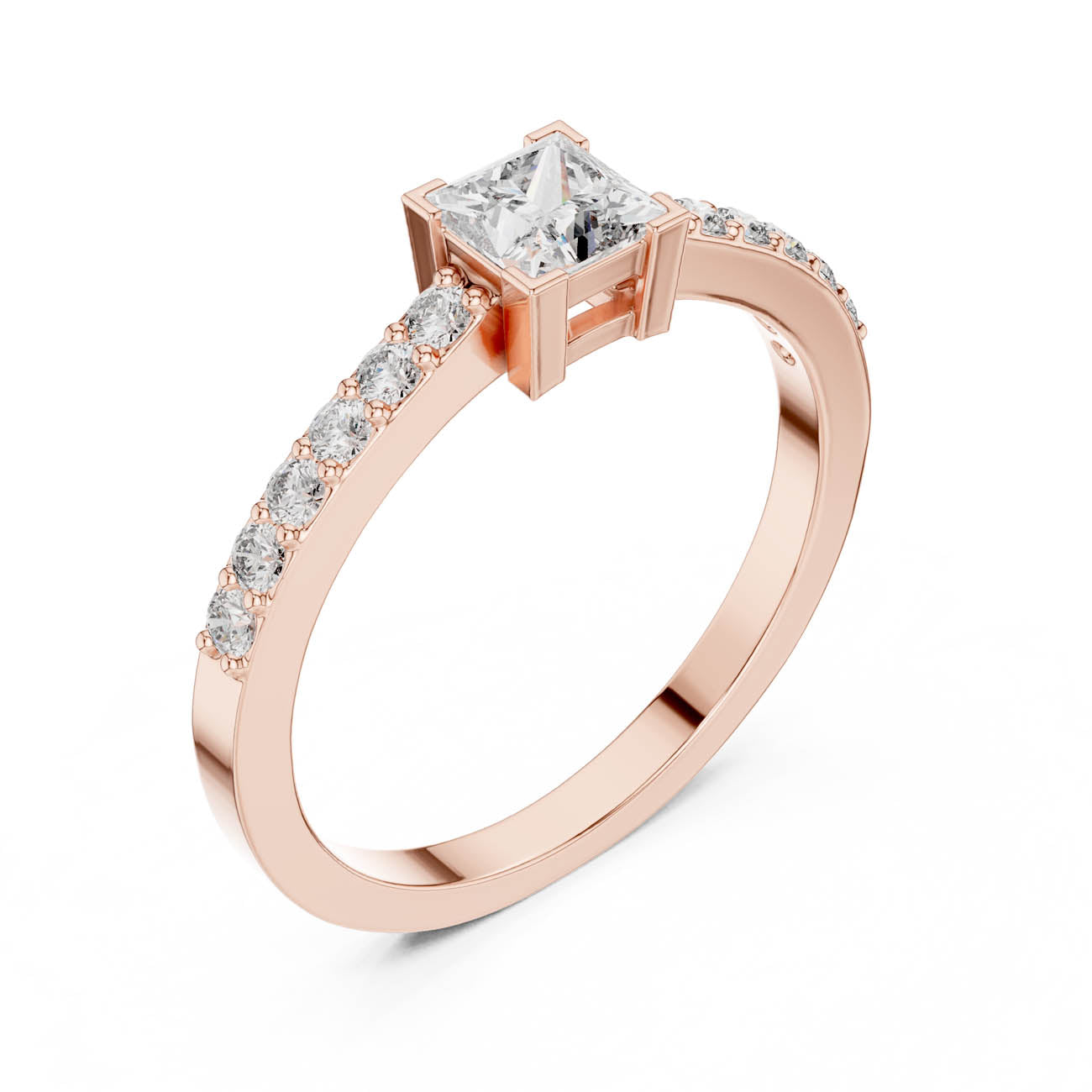 .58 Ct. Princess Cut Diamond Solitaire Ring with Diamond-Set Band (DJHGHF) 8