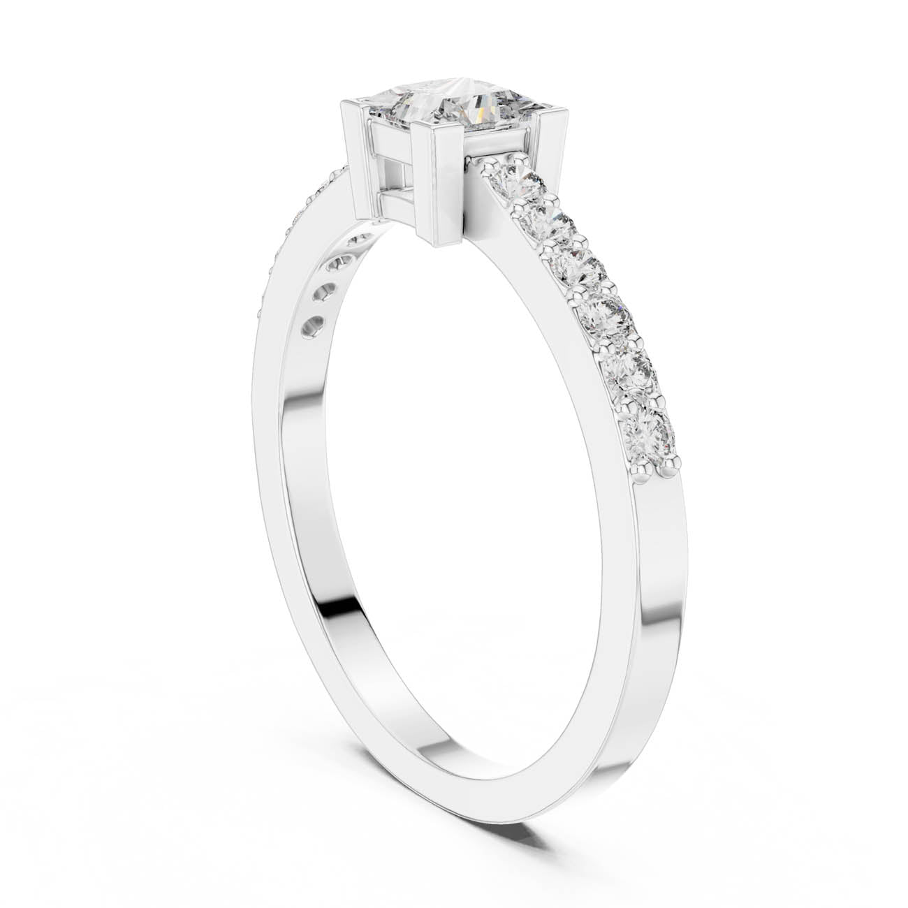 .58 Ct. Princess Cut Diamond Solitaire Ring with Diamond-Set Band (DJHGHF) 9
