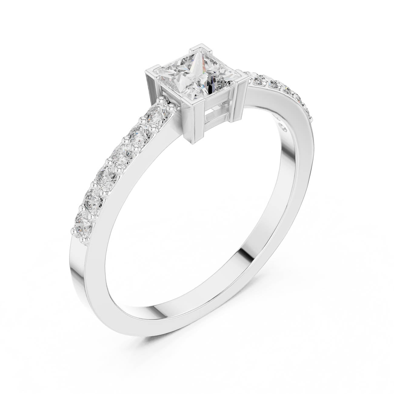 .58 Ct. Princess Cut Diamond Solitaire Ring with Diamond-Set Band (DJHGHF) 6