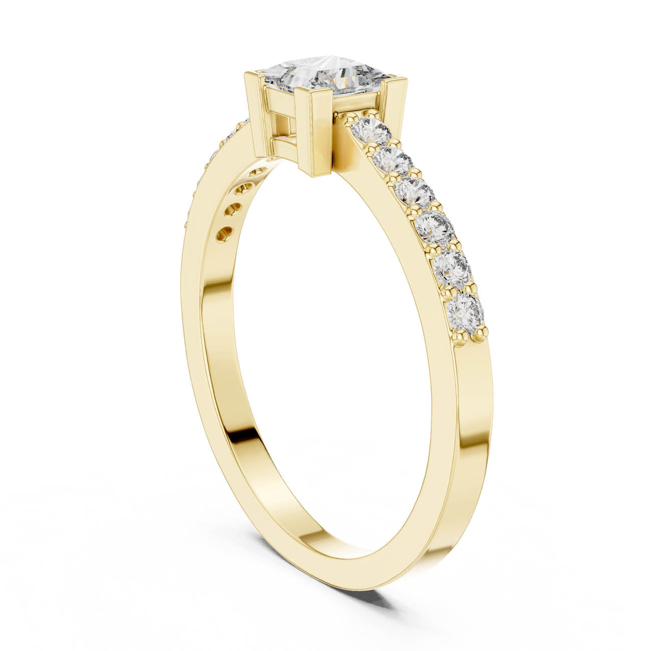 .58 Ct. Princess Cut Diamond Solitaire Ring with Diamond-Set Band (DJHGHF) 3