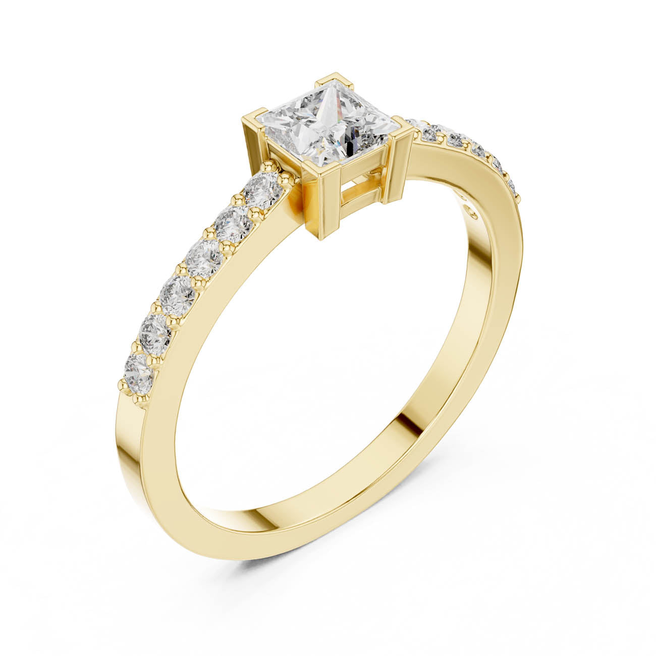 .58 Ct. Princess Cut Diamond Solitaire Ring with Diamond-Set Band (DJHGHF)
