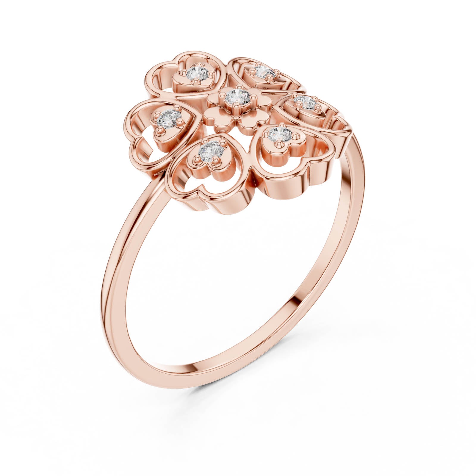 .07 Ct. Diamond Heart Floral Ring (DR-6189) 7