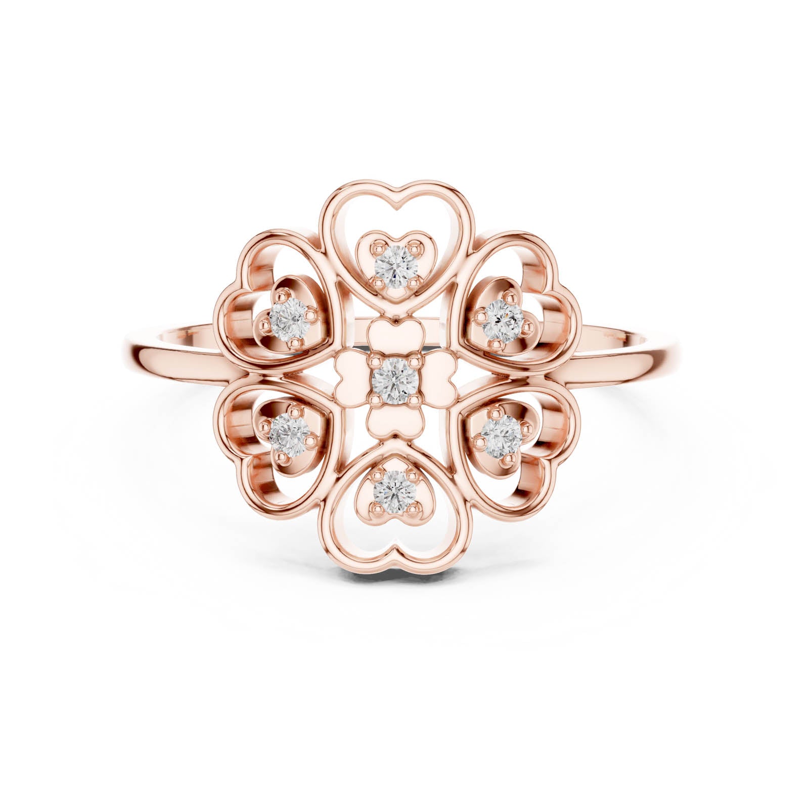 .07 Ct. Diamond Heart Floral Ring (DR-6189) 6