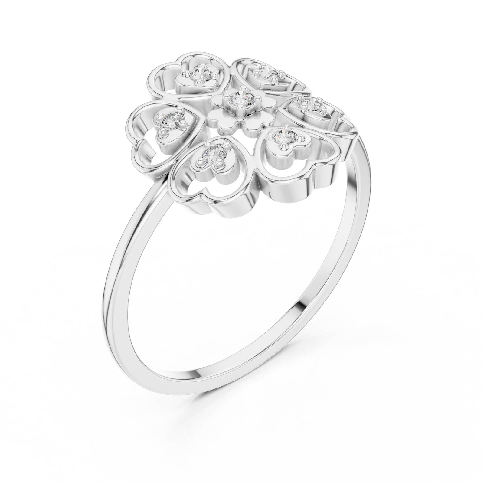 .07 Ct. Diamond Heart Floral Ring (DR-6189) 10
