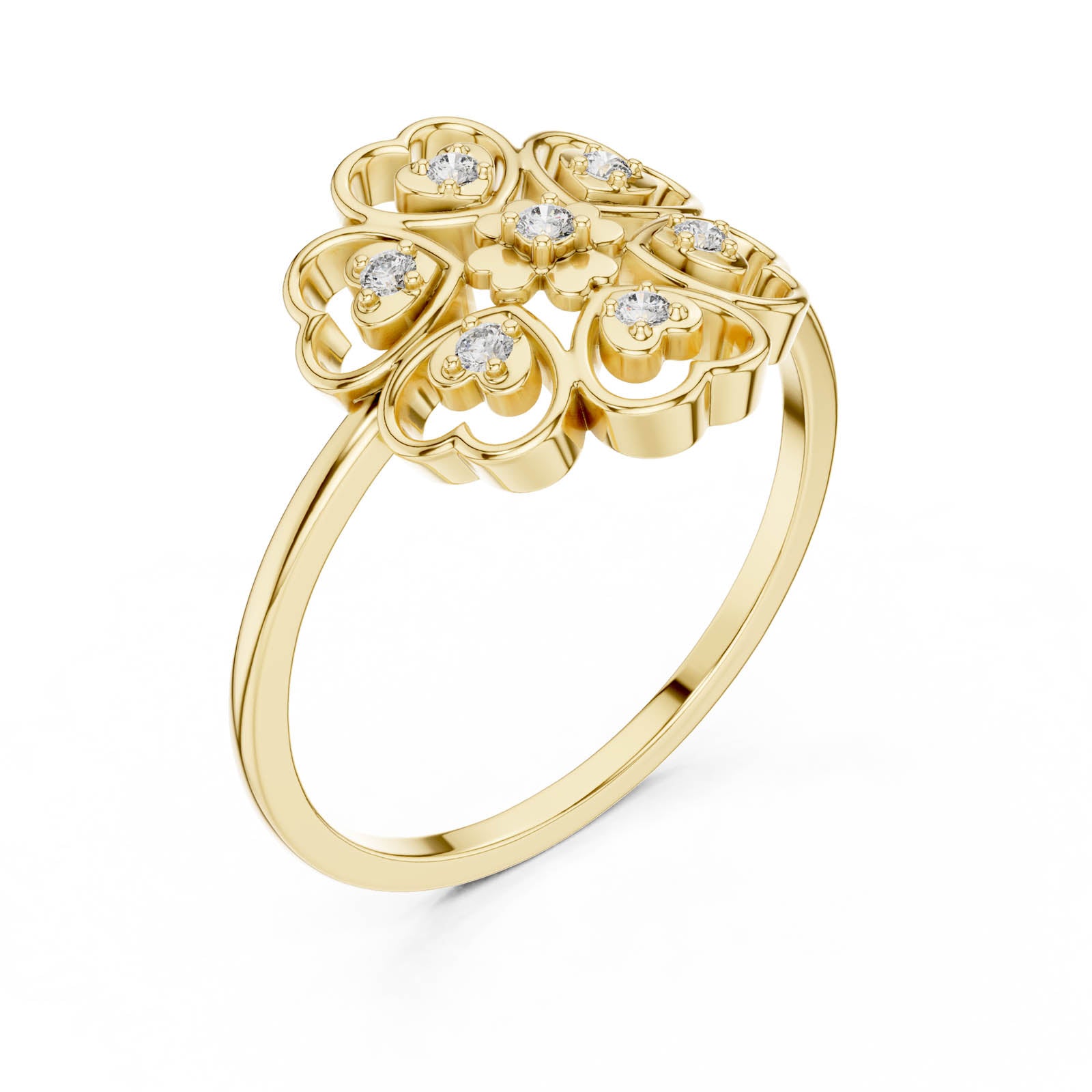 .07 Ct. Diamond Heart Floral Ring (DR-6189)