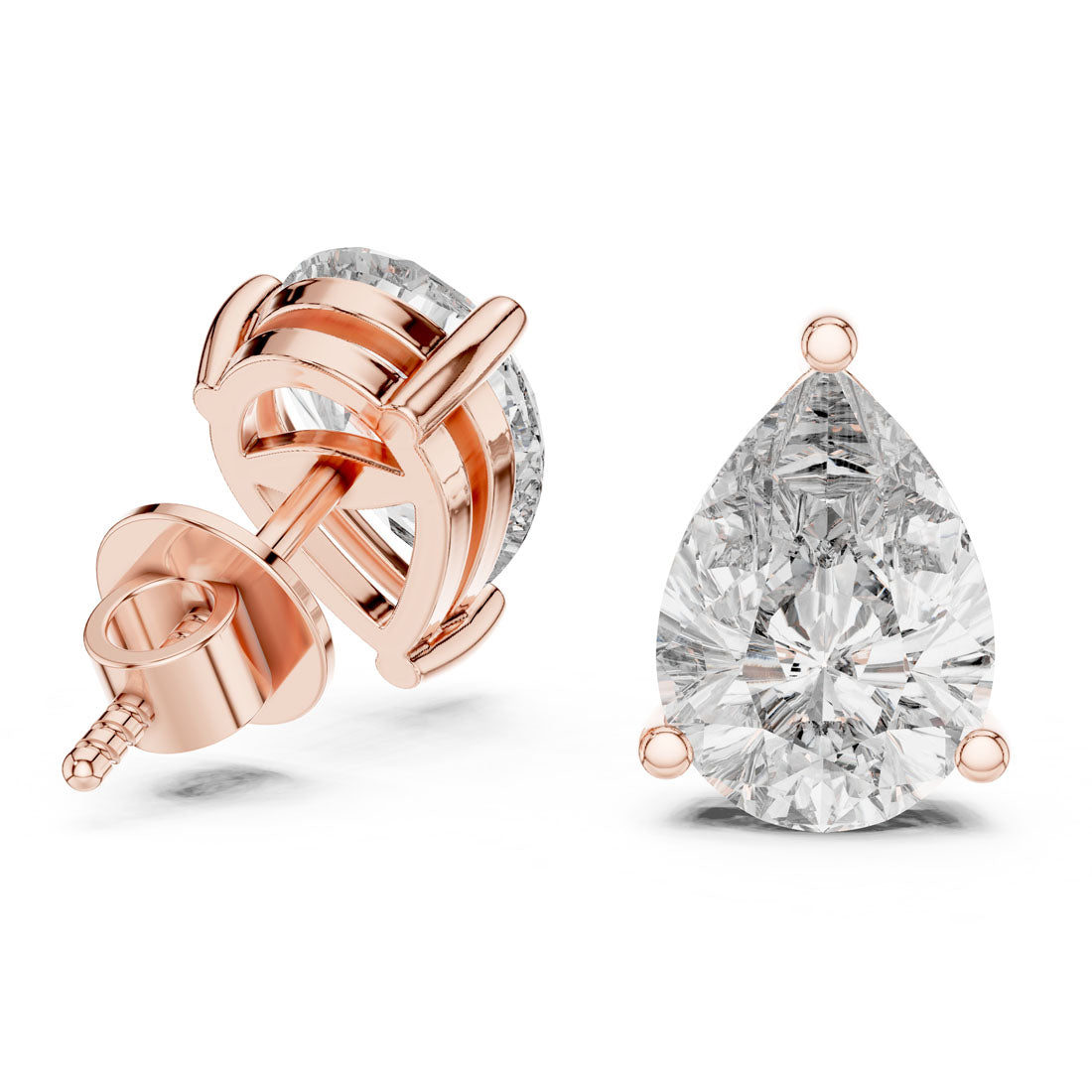 3.50 Ct. Pear-Shaped Diamond Solitaire Stud Earrings (ER-0002) 11