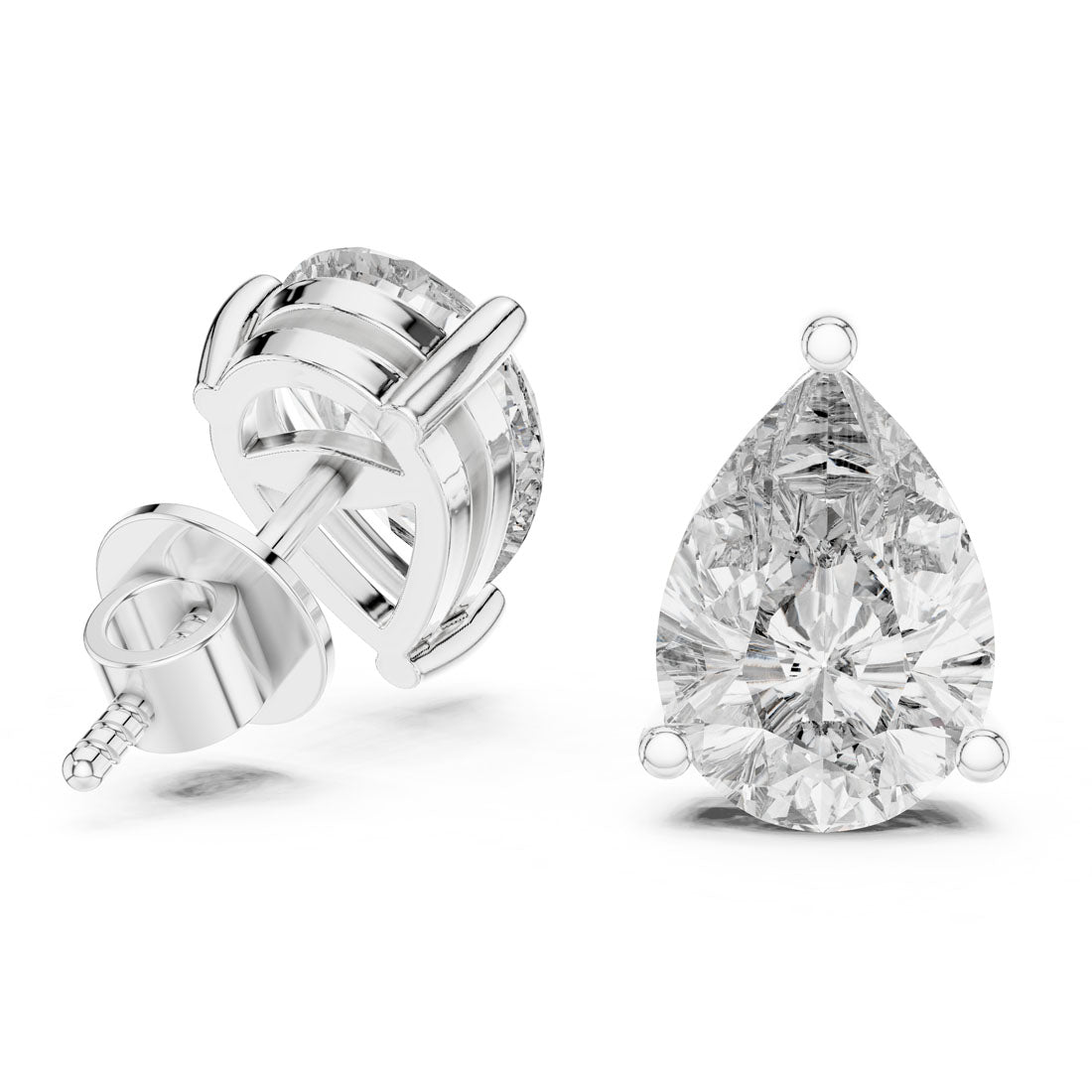 3.50 Ct. Pear-Shaped Diamond Solitaire Stud Earrings (ER-0002) 12