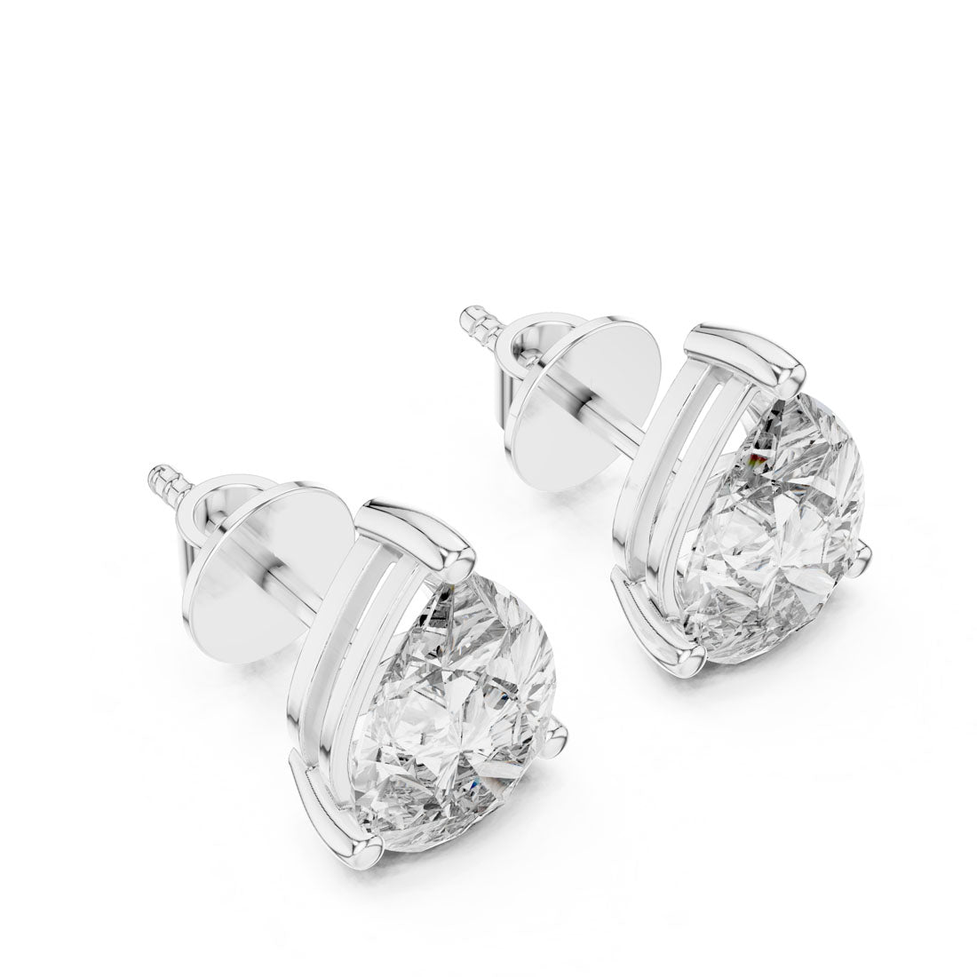 3.50 Ct. Pear-Shaped Diamond Solitaire Stud Earrings (ER-0002) 6