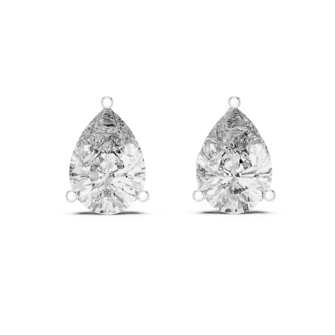 3.50 Ct. Pear-Shaped Diamond Solitaire Stud Earrings (ER-0002)