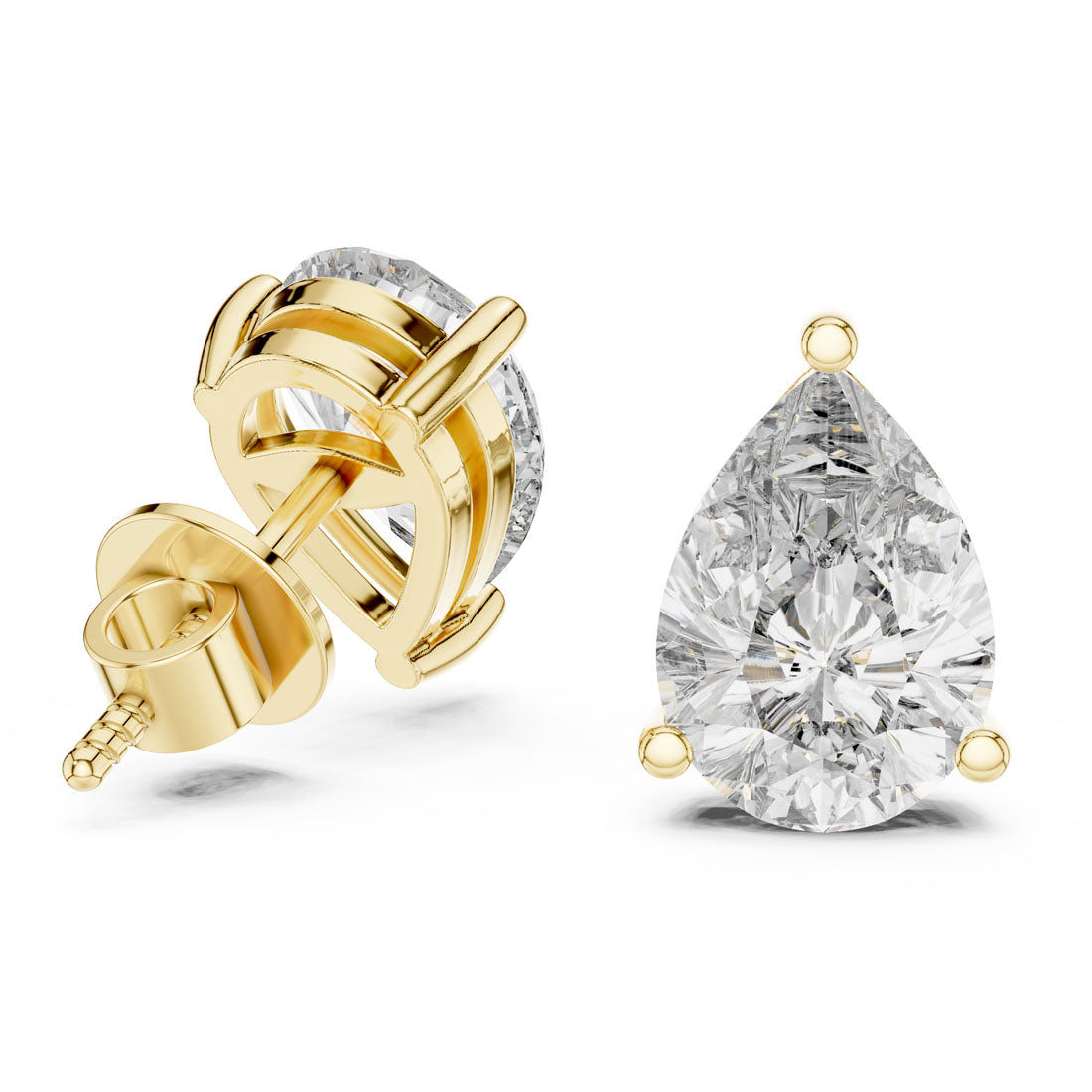 3.50 Ct. Pear-Shaped Diamond Solitaire Stud Earrings (ER-0002) 3