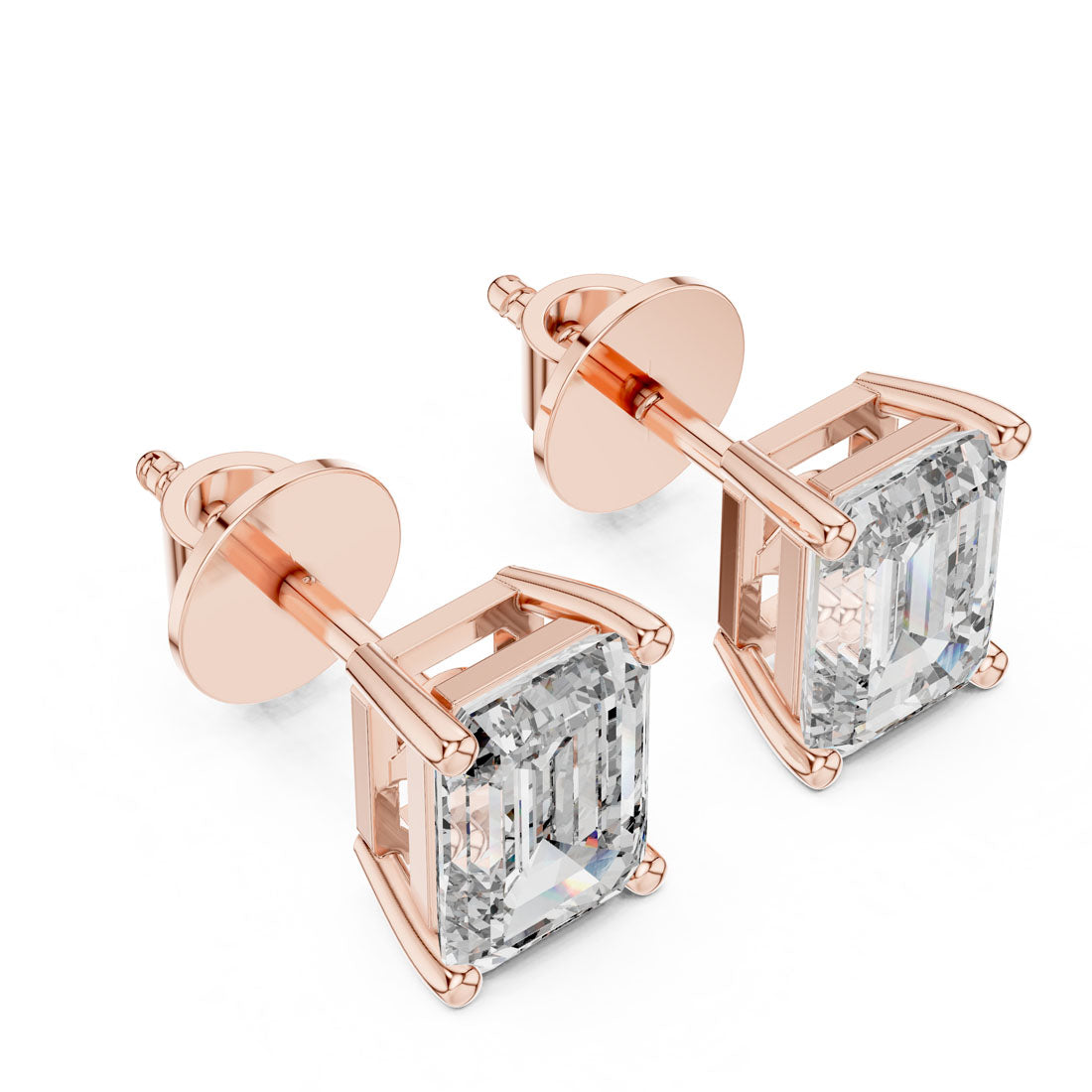 2.50 Ct. Emerald Cut Diamond Solitaire Stud Earrings (ER-0007) 7