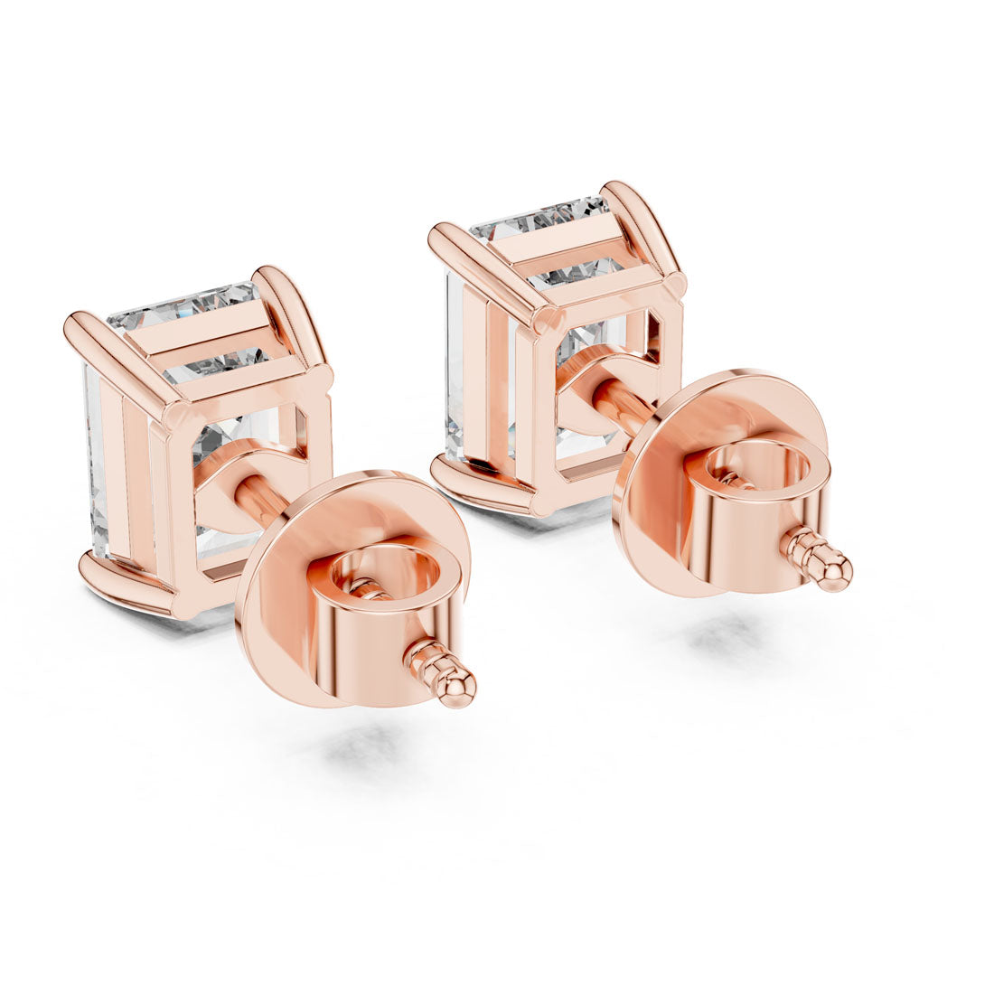 2.50 Ct. Emerald Cut Diamond Solitaire Stud Earrings (ER-0007) 9