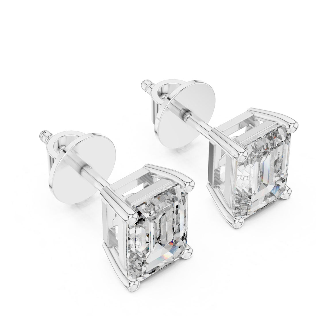 2.50 Ct. Emerald Cut Diamond Solitaire Stud Earrings (ER-0007) 5